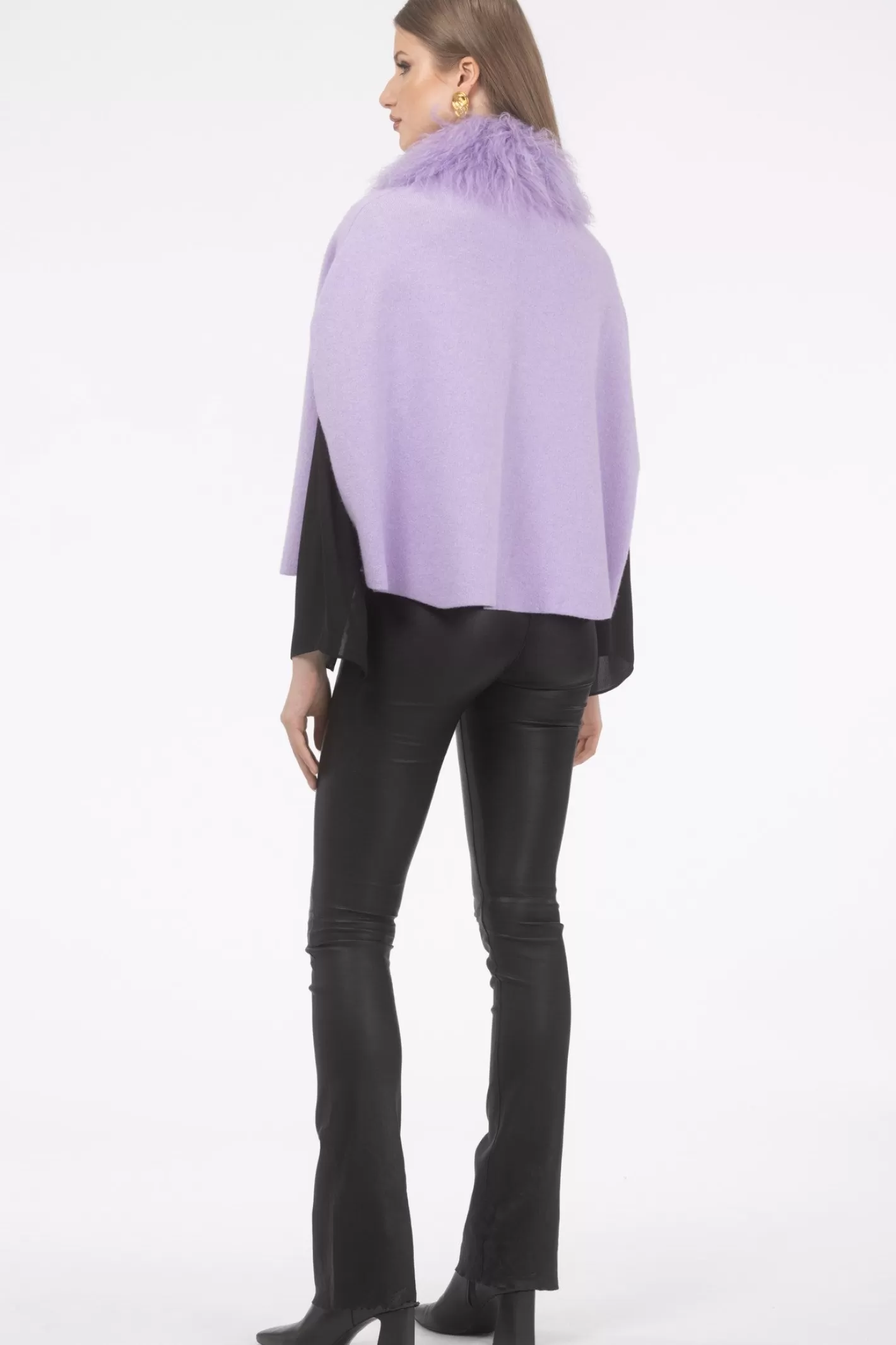 Women GORSKI Montreal Select Cashmere And Merino Wool Blend Cape With Select Mongolian Lamb Trim