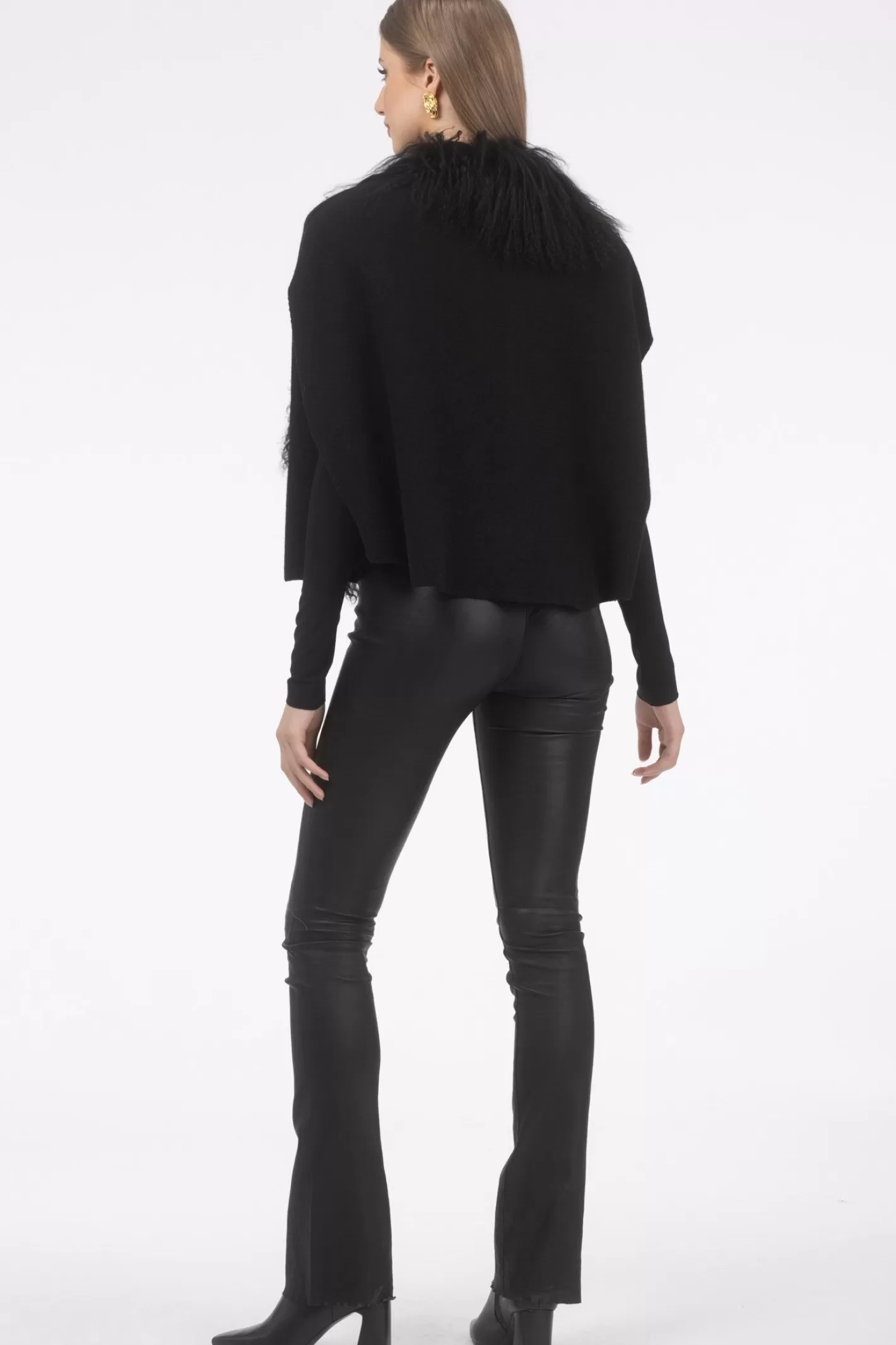 Women GORSKI Montreal Select Cashmere And Merino Wool Blend Cape With Select Mongolian Lamb Trim