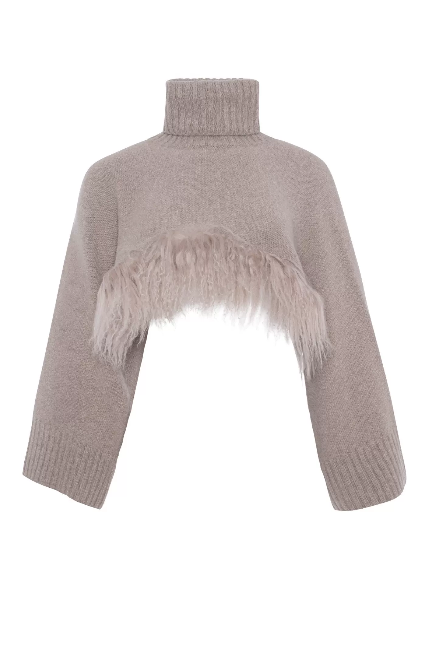 Women GORSKI Montreal Select Cashmere And Merino Wool Blend Cropped Sweater With Select Mongolian Lamb Trim