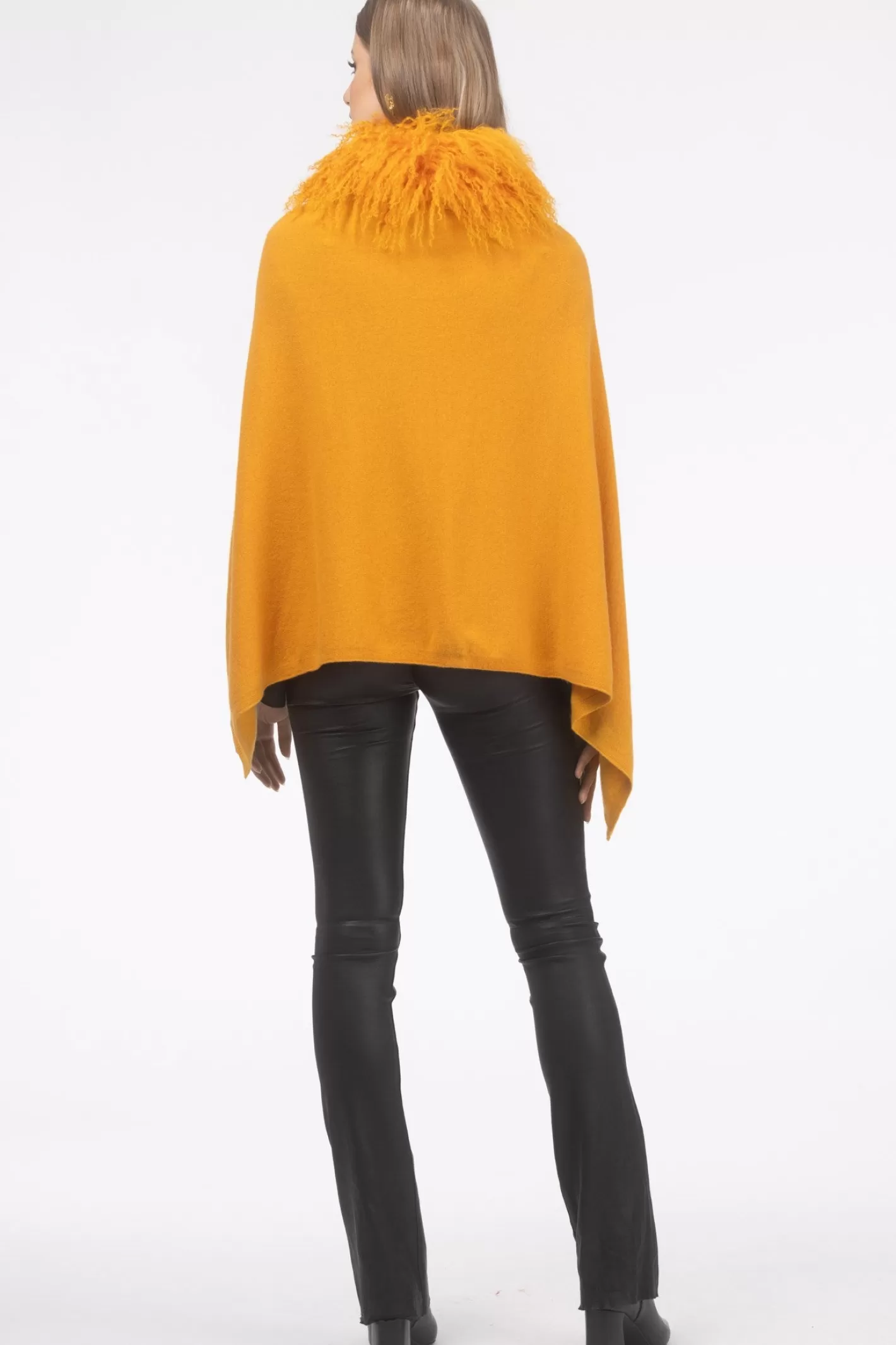 Women GORSKI Montreal Select Cashmere And Merino Wool Blend Poncho With Select Mongolian Lamb Collar