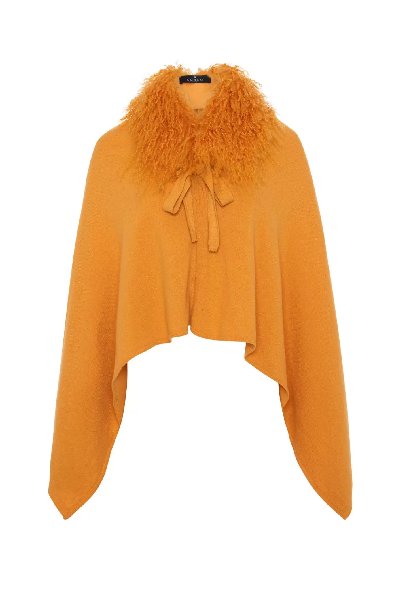 Women GORSKI Montreal Select Cashmere And Merino Wool Blend Poncho With Select Mongolian Lamb Collar