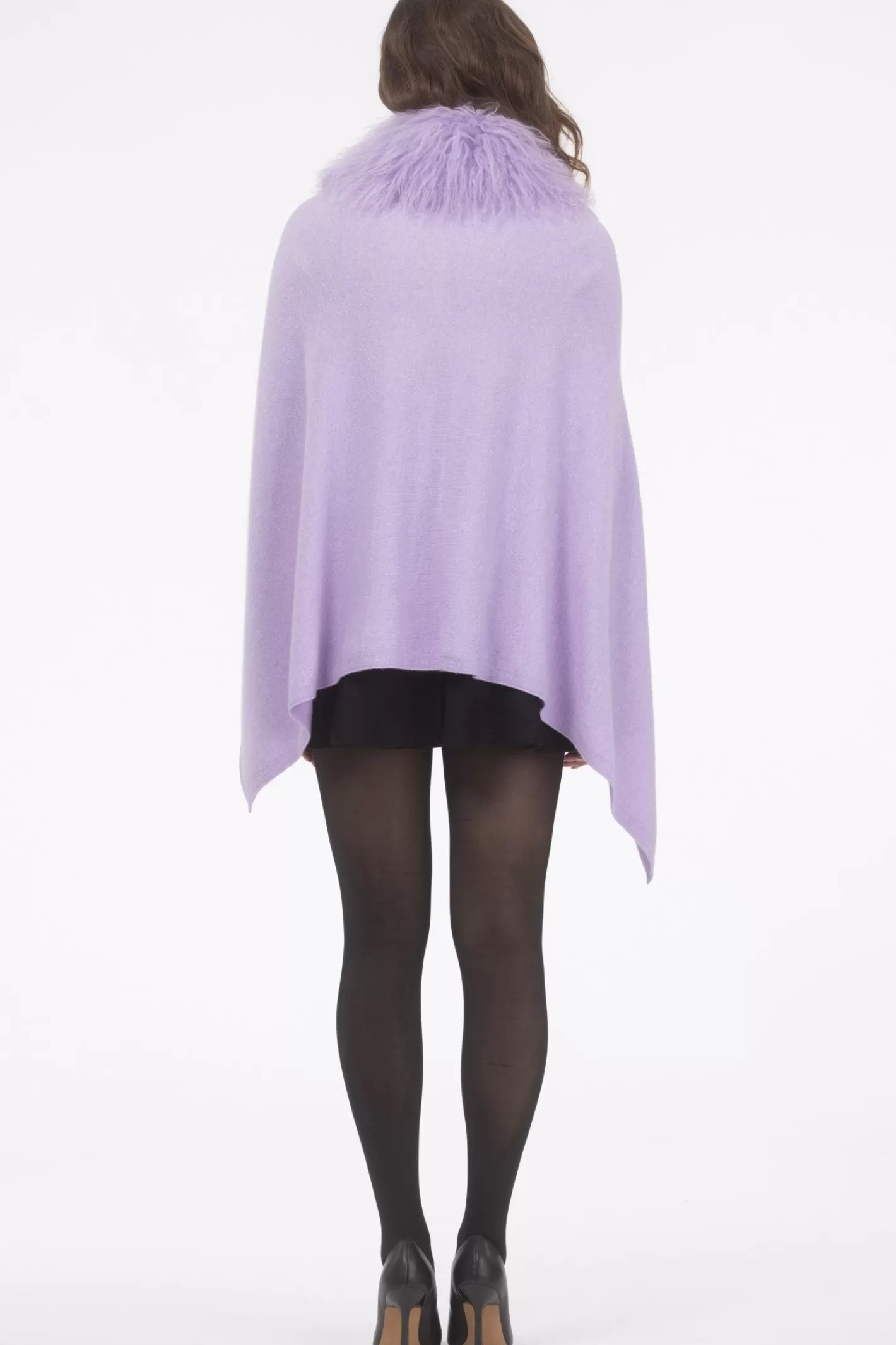 Women GORSKI Montreal Select Cashmere And Merino Wool Blend Poncho With Select Mongolian Lamb Collar