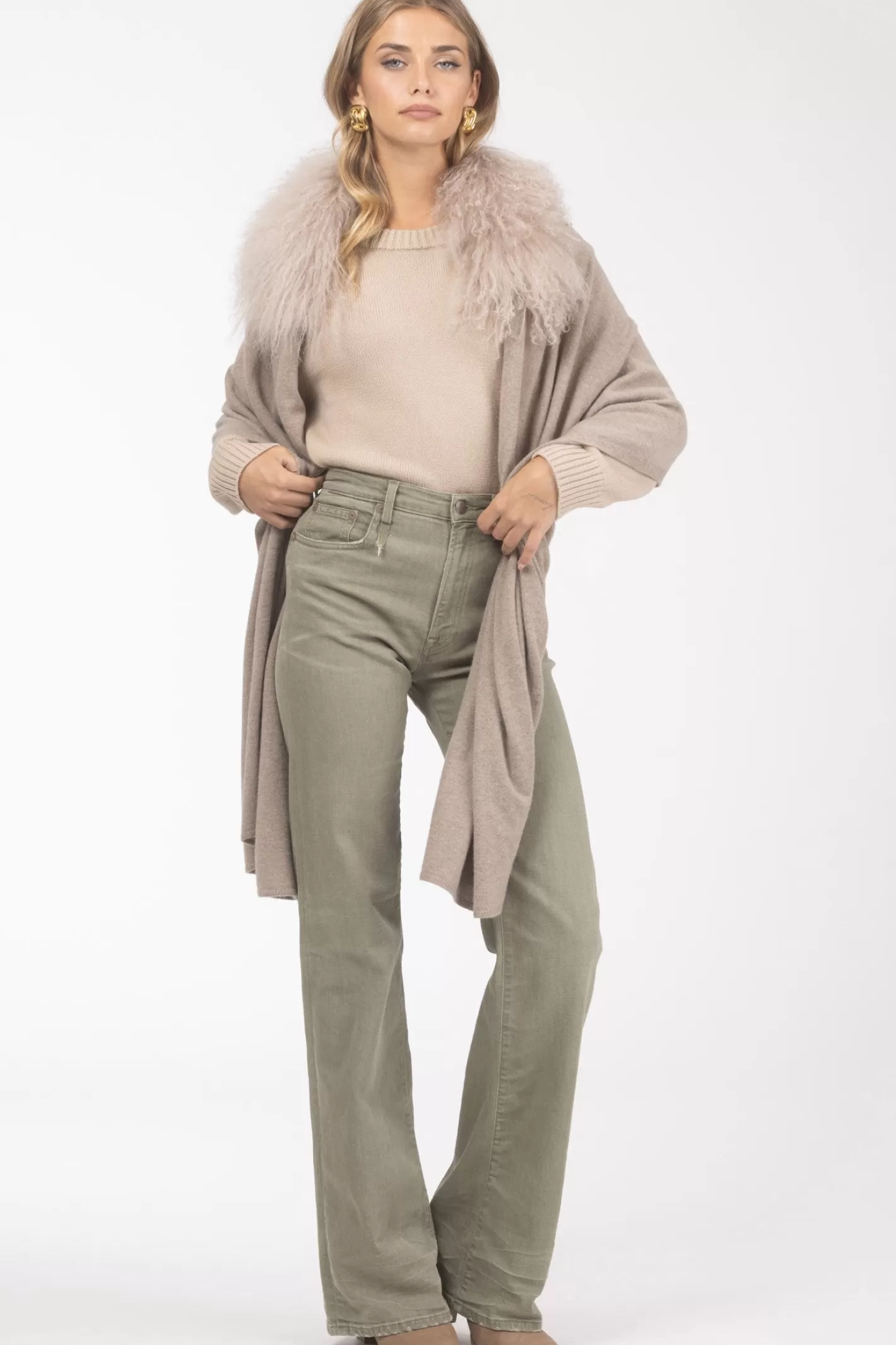 Women GORSKI Montreal Select Cashmere And Merino Wool Blend Stole With Select Mongolian Lamb Trim