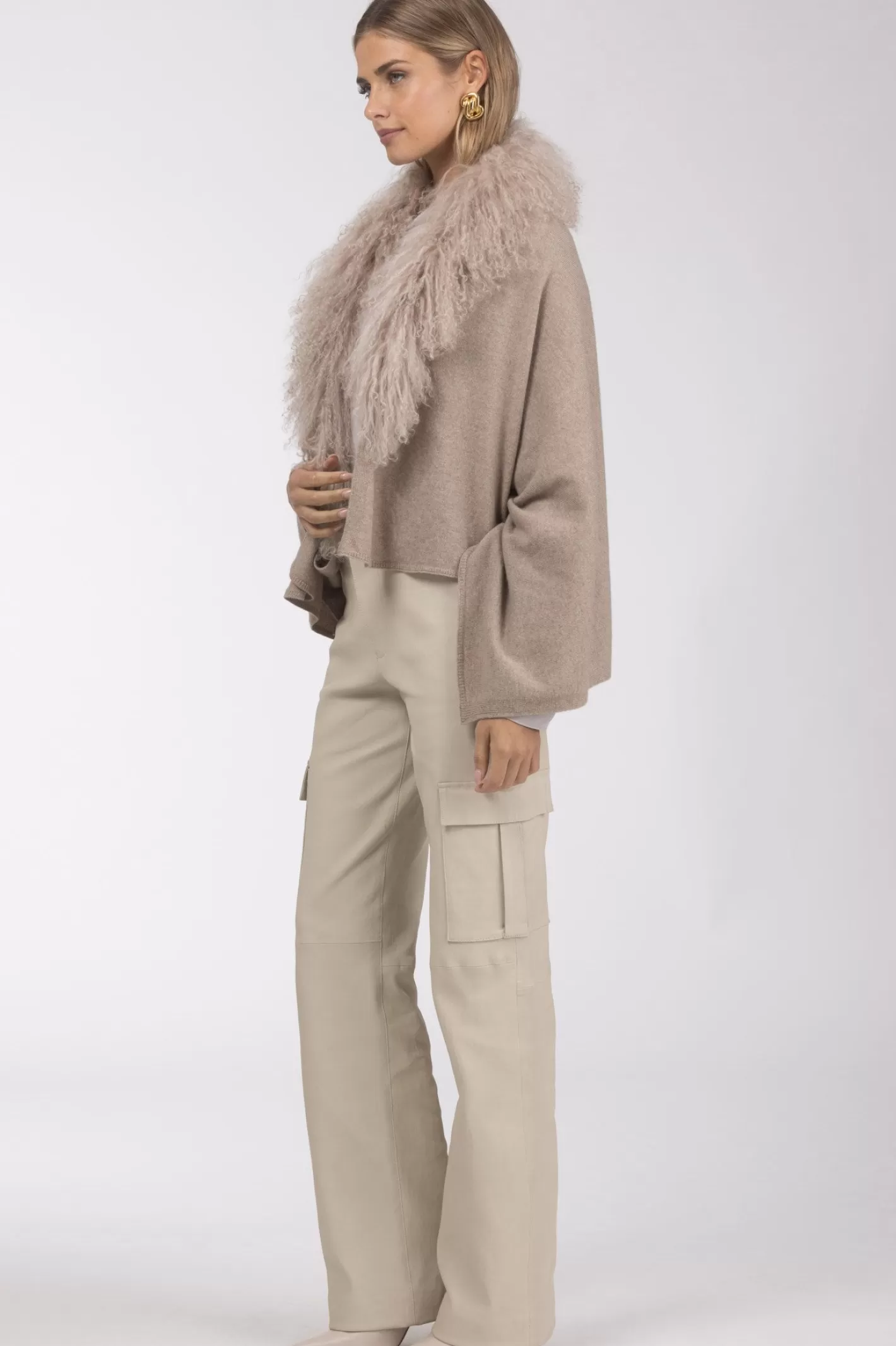 Women GORSKI Montreal Select Cashmere And Merino Wool Blend Stole With Select Mongolian Lamb Trim