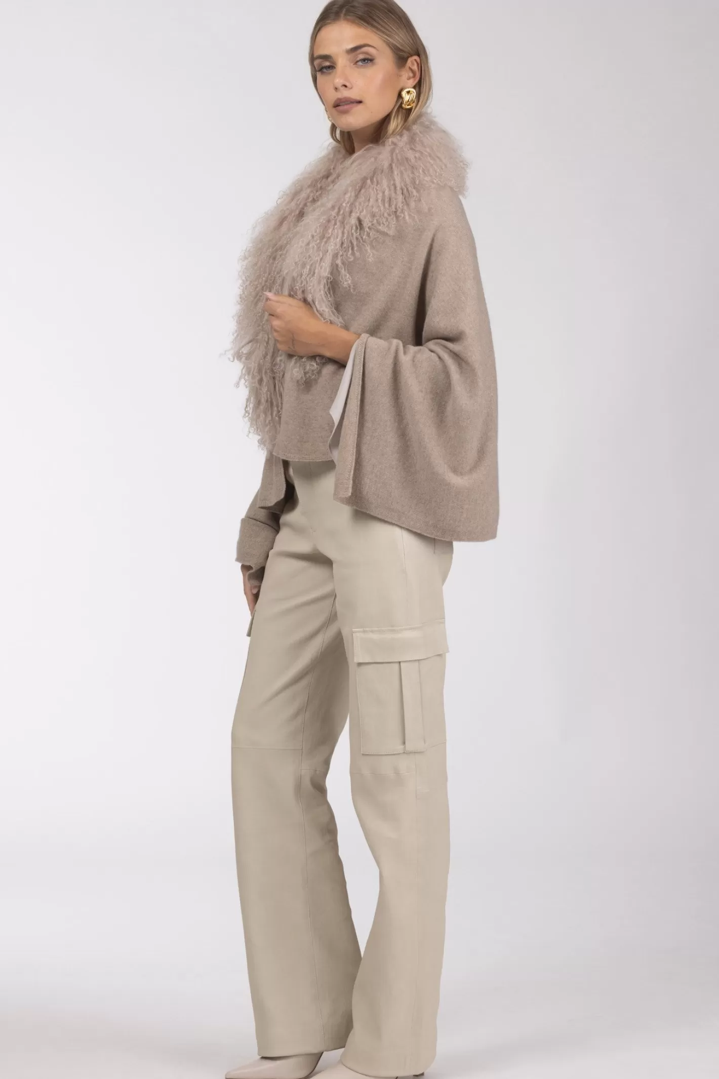 Women GORSKI Montreal Select Cashmere And Merino Wool Blend Stole With Select Mongolian Lamb Trim