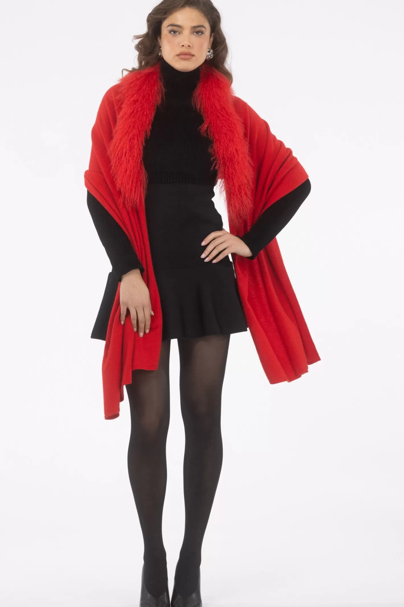 Women GORSKI Montreal Select Cashmere And Merino Wool Blend Stole With Select Mongolian Lamb Trim