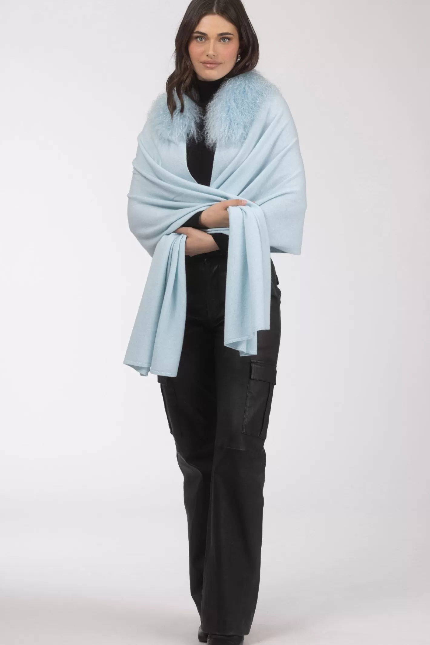 Women GORSKI Montreal Select Cashmere And Merino Wool Blend Stole With Select Mongolian Lamb Trim