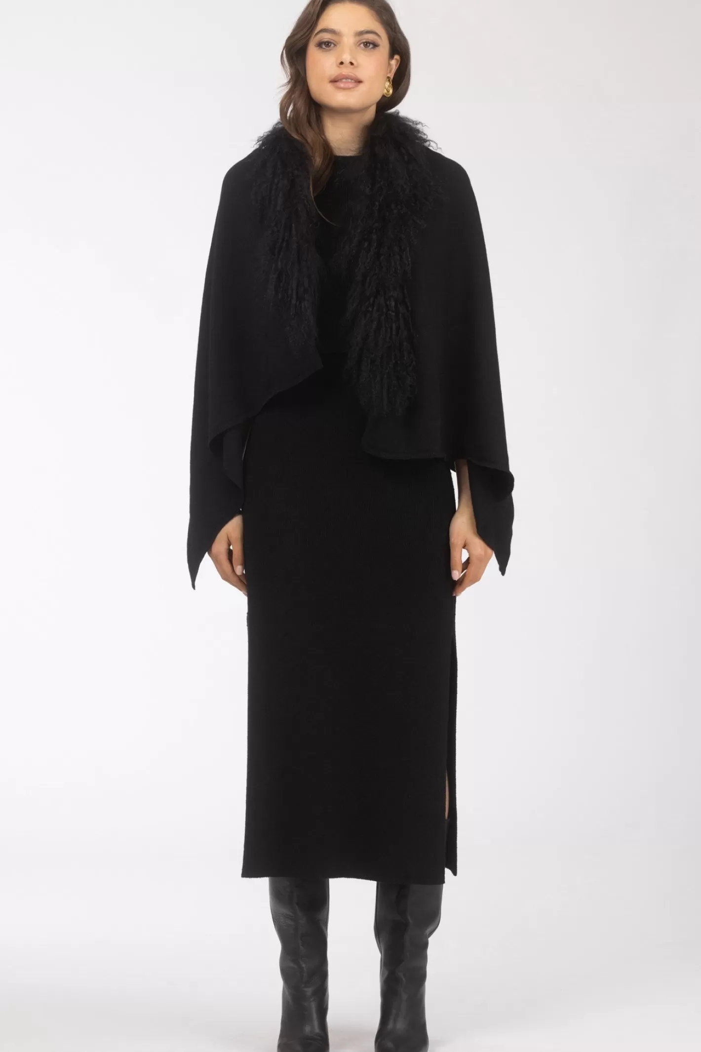 Women GORSKI Montreal Select Cashmere And Merino Wool Blend Stole With Select Mongolian Lamb Trim