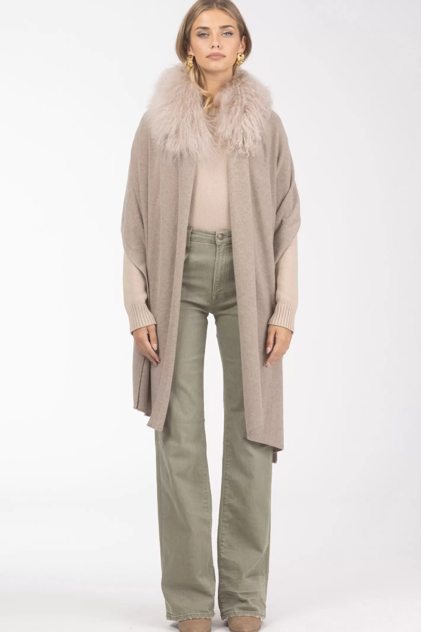 Women GORSKI Montreal Select Cashmere And Merino Wool Blend Stole With Select Mongolian Lamb Trim