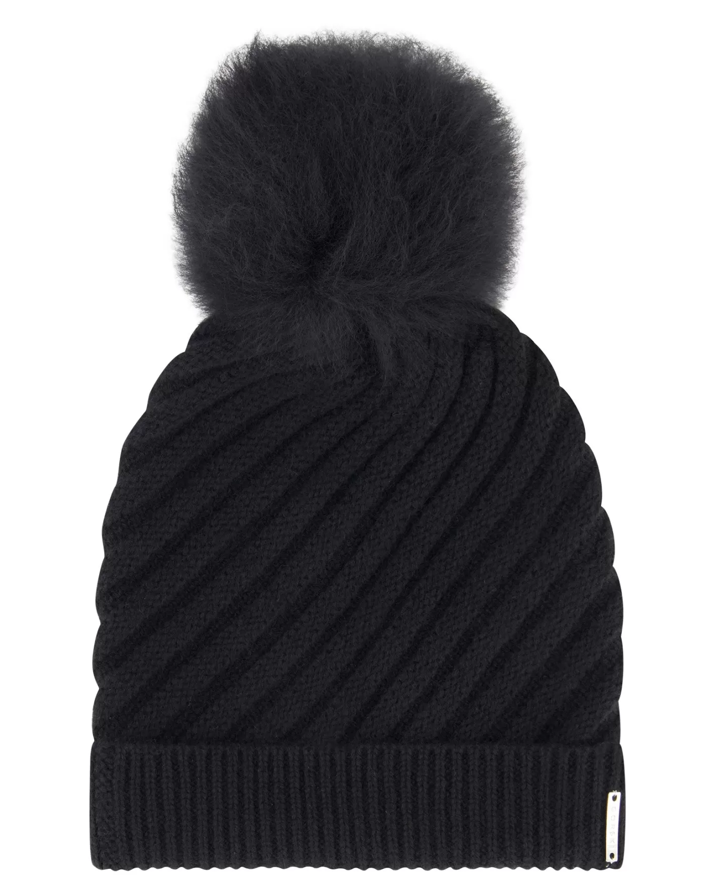 Women GORSKI Montreal Select Cashmere Cable Knit Hat with Toscana Shearling Lamb Pompom