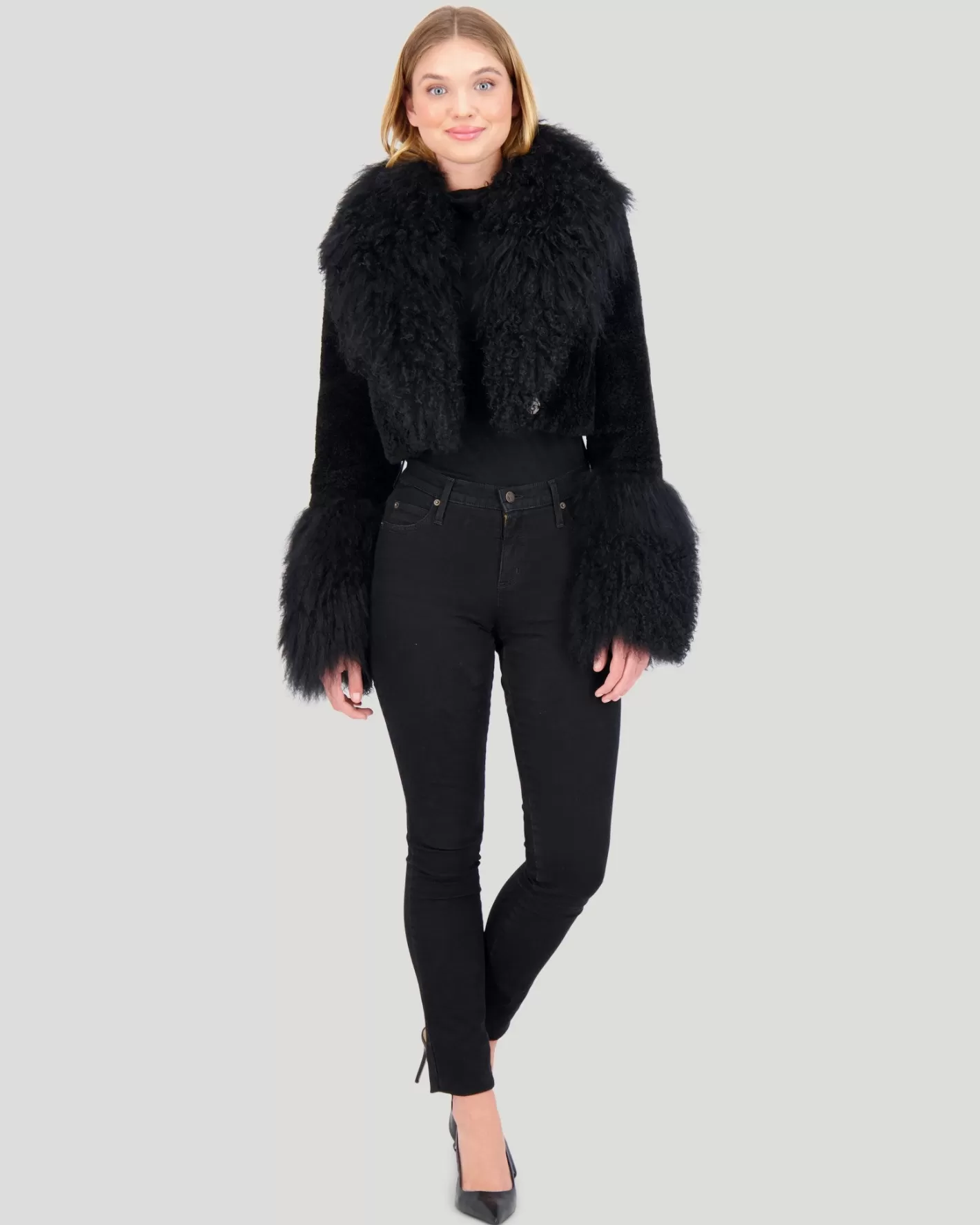 Women GORSKI Montreal Select Cashmere Goat Bolero With Select Mongolian Goat Collar And Cuffs