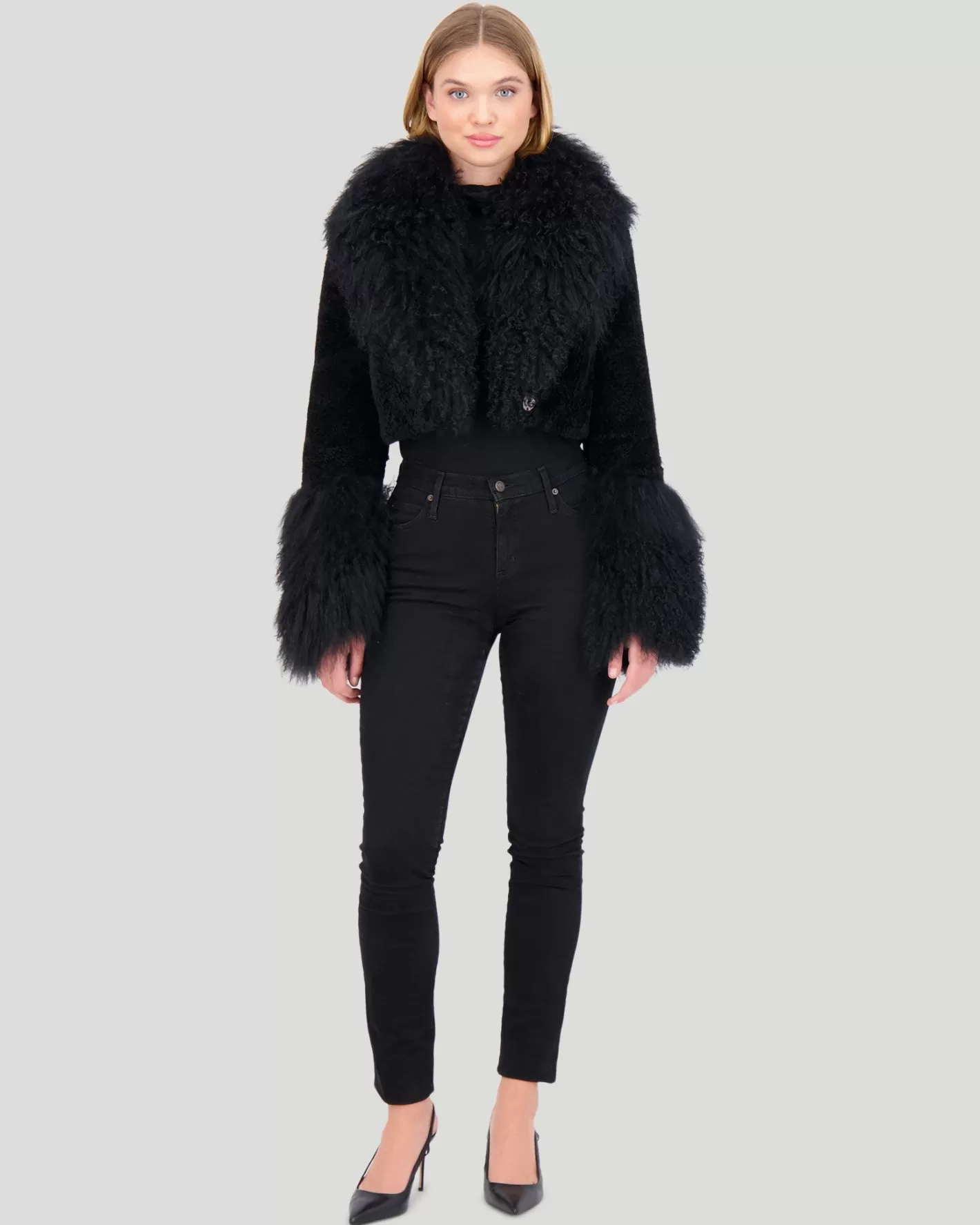 Women GORSKI Montreal Select Cashmere Goat Bolero With Select Mongolian Goat Collar And Cuffs