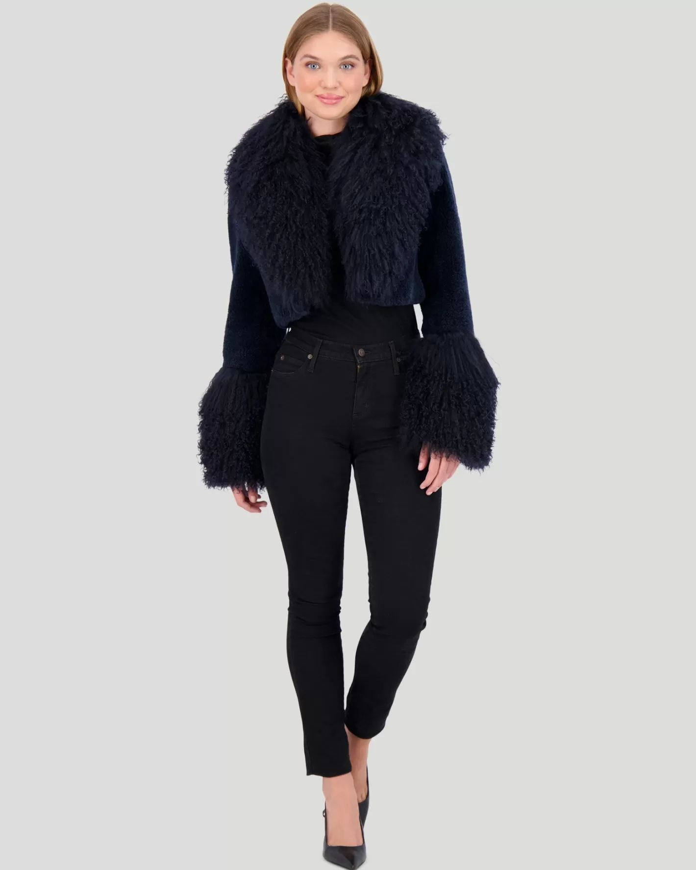 Women GORSKI Montreal Select Cashmere Goat Bolero With Select Mongolian Goat Collar And Cuffs