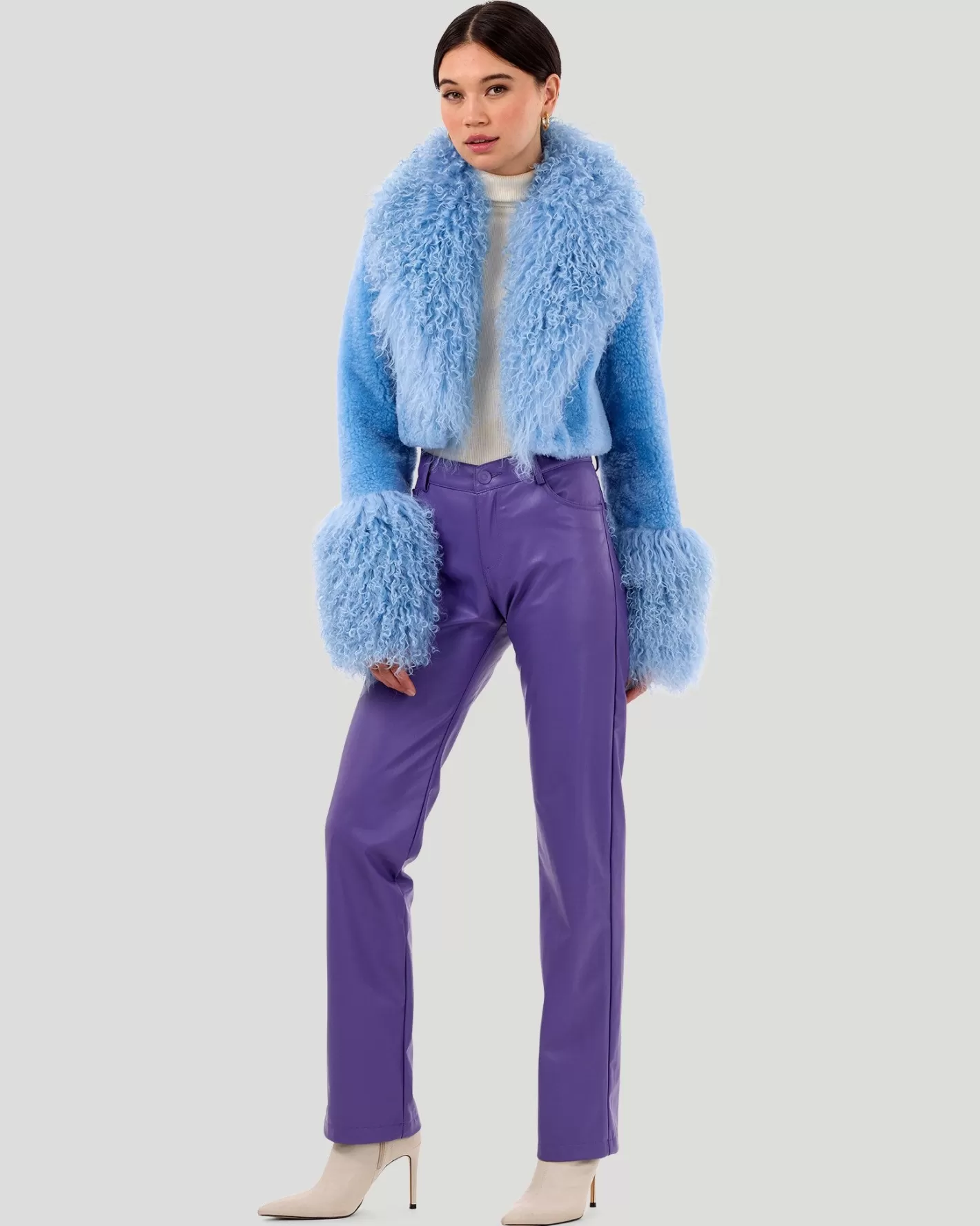 Women GORSKI Montreal Select Cashmere Goat Bolero With Select Mongolian Lamb Collar And Cuffs