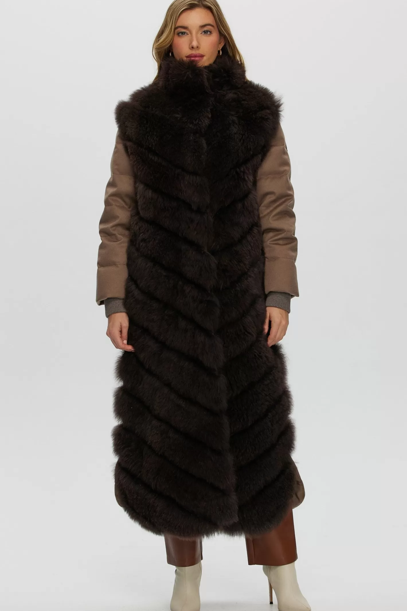 Women GORSKI Montreal Select Cashmere Goat Diagonal Coat With Loro Piana Cashmere Sleeves And Back