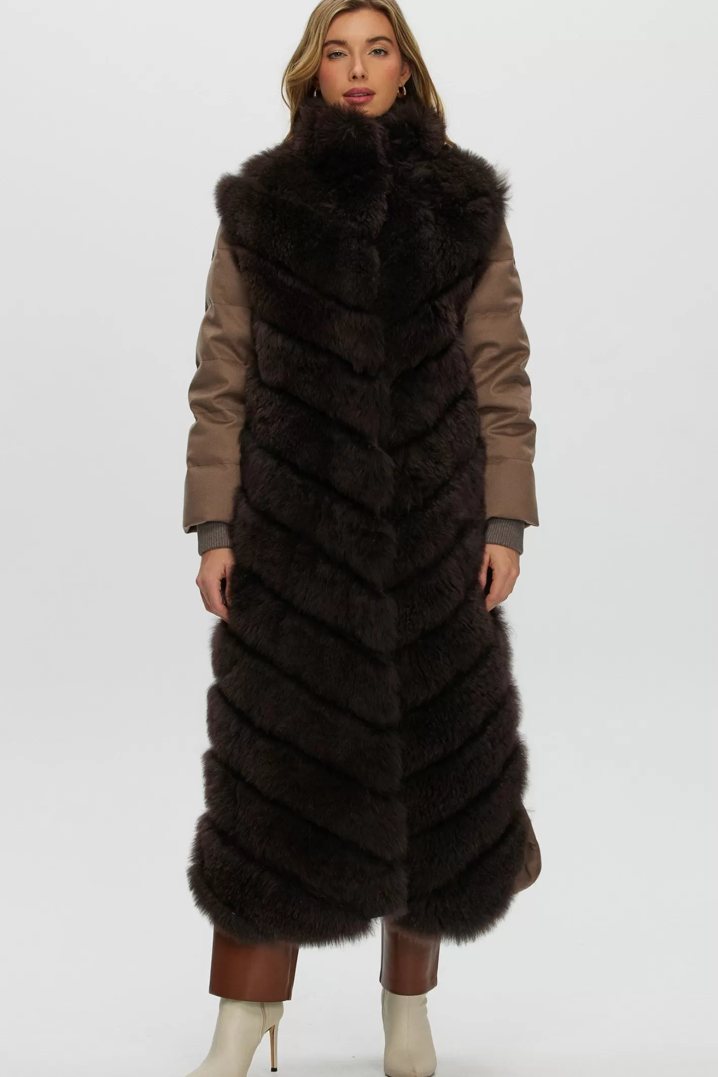 Women GORSKI Montreal Select Cashmere Goat Diagonal Coat With Loro Piana Cashmere Sleeves And Back