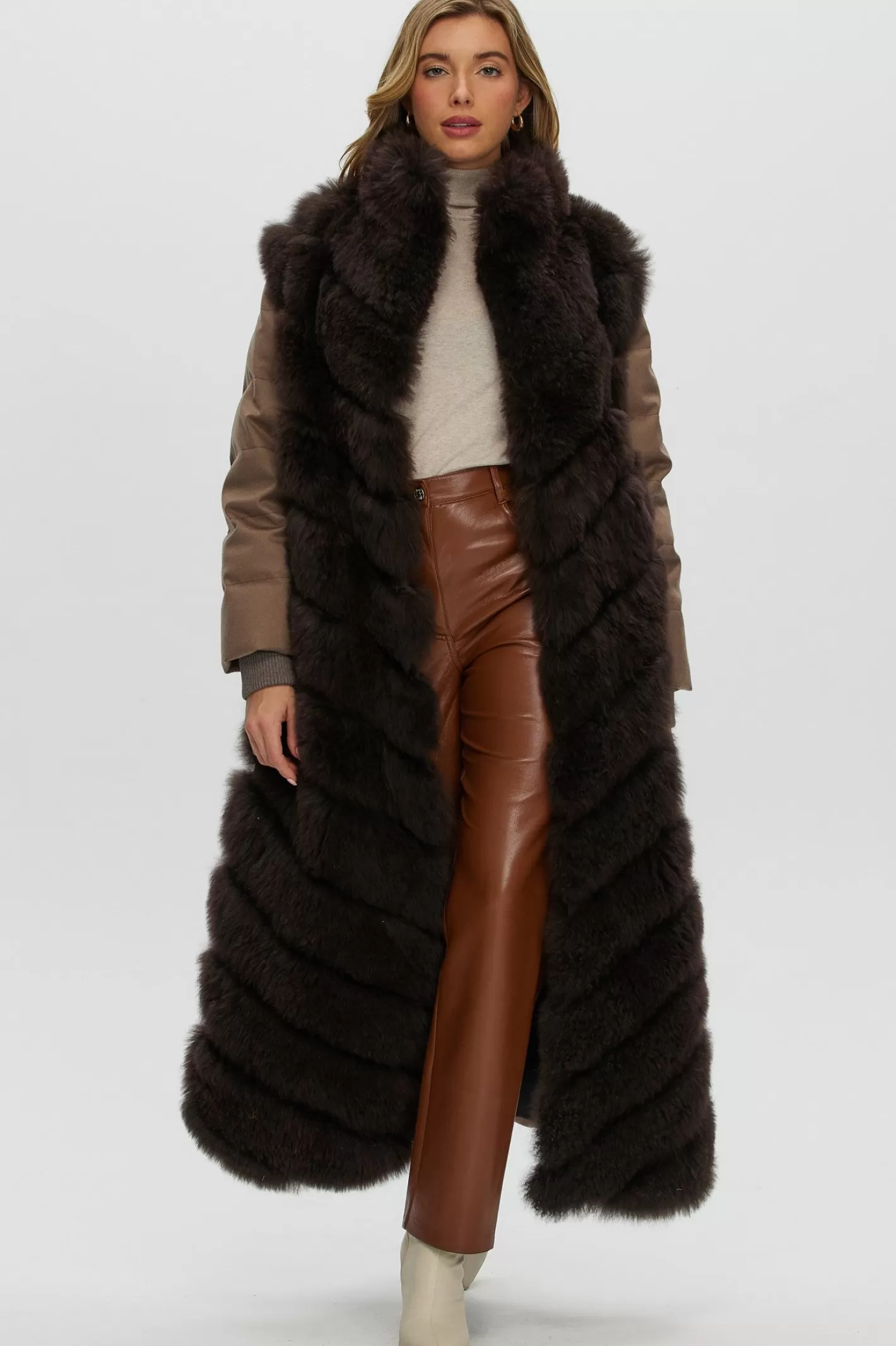 Women GORSKI Montreal Select Cashmere Goat Diagonal Coat With Loro Piana Cashmere Sleeves And Back