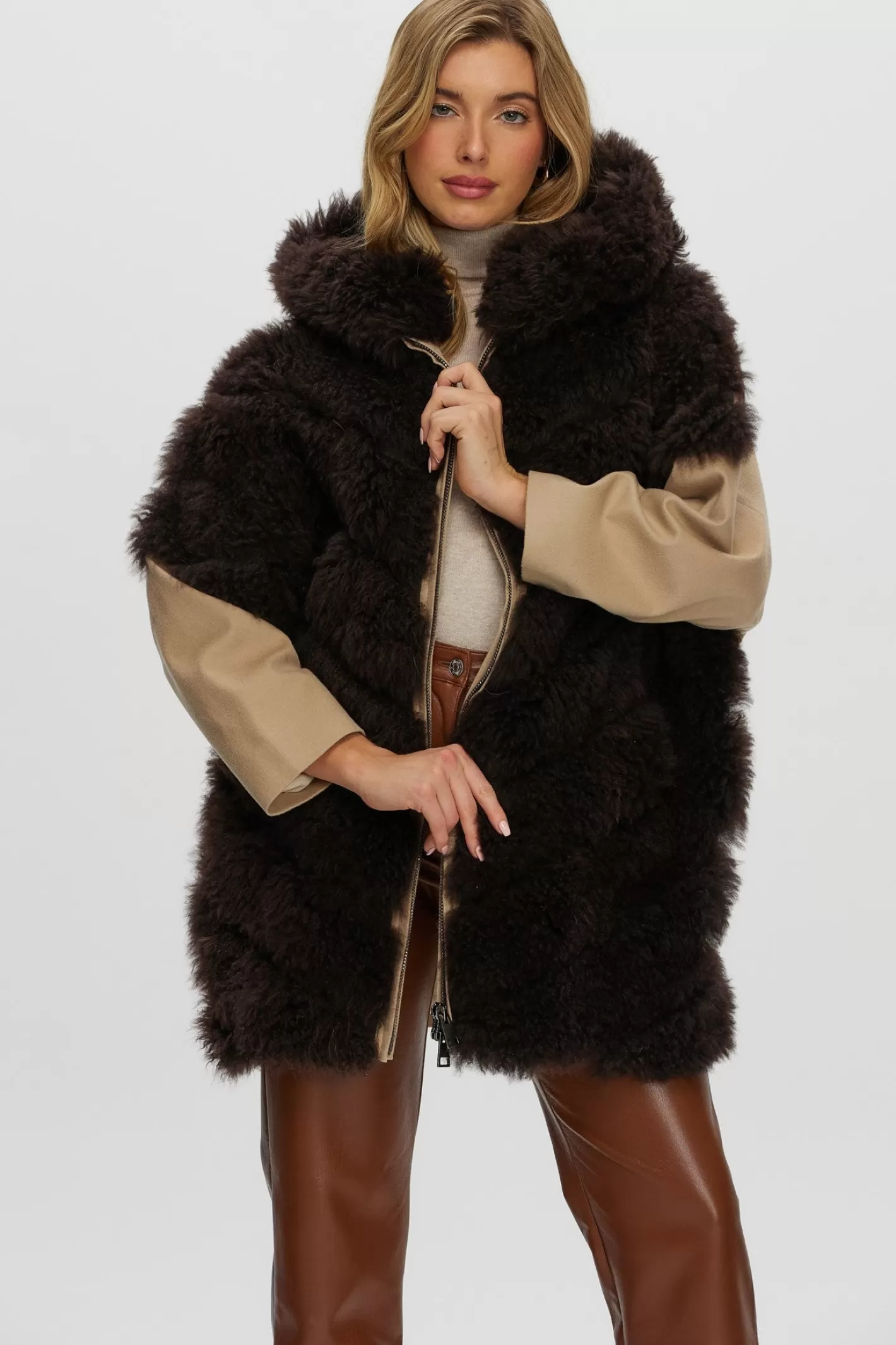 Women GORSKI Montreal Select Cashmere Goat Diagonal Parka With Loro Piana Cashmere Sleeves And Back