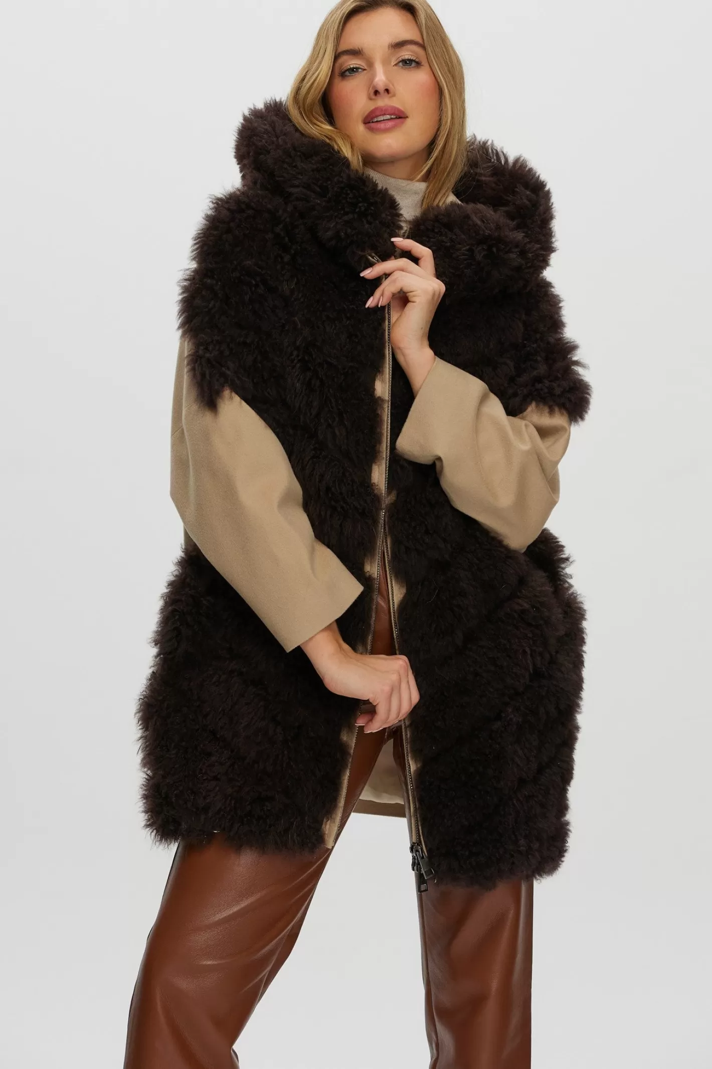 Women GORSKI Montreal Select Cashmere Goat Diagonal Parka With Loro Piana Cashmere Sleeves And Back
