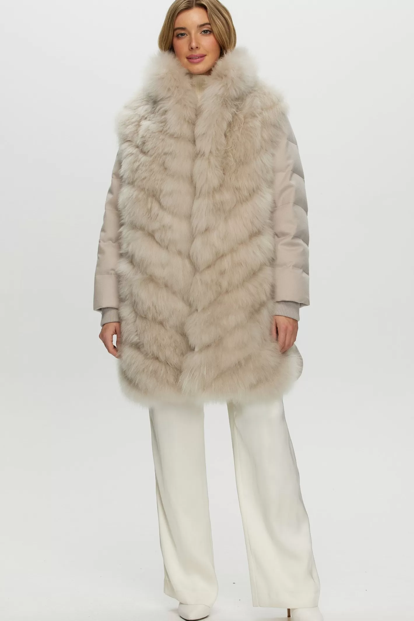 Women GORSKI Montreal Select Cashmere Goat Diagonal Stroller With Loro Piana Cashmere Sleeves And Back