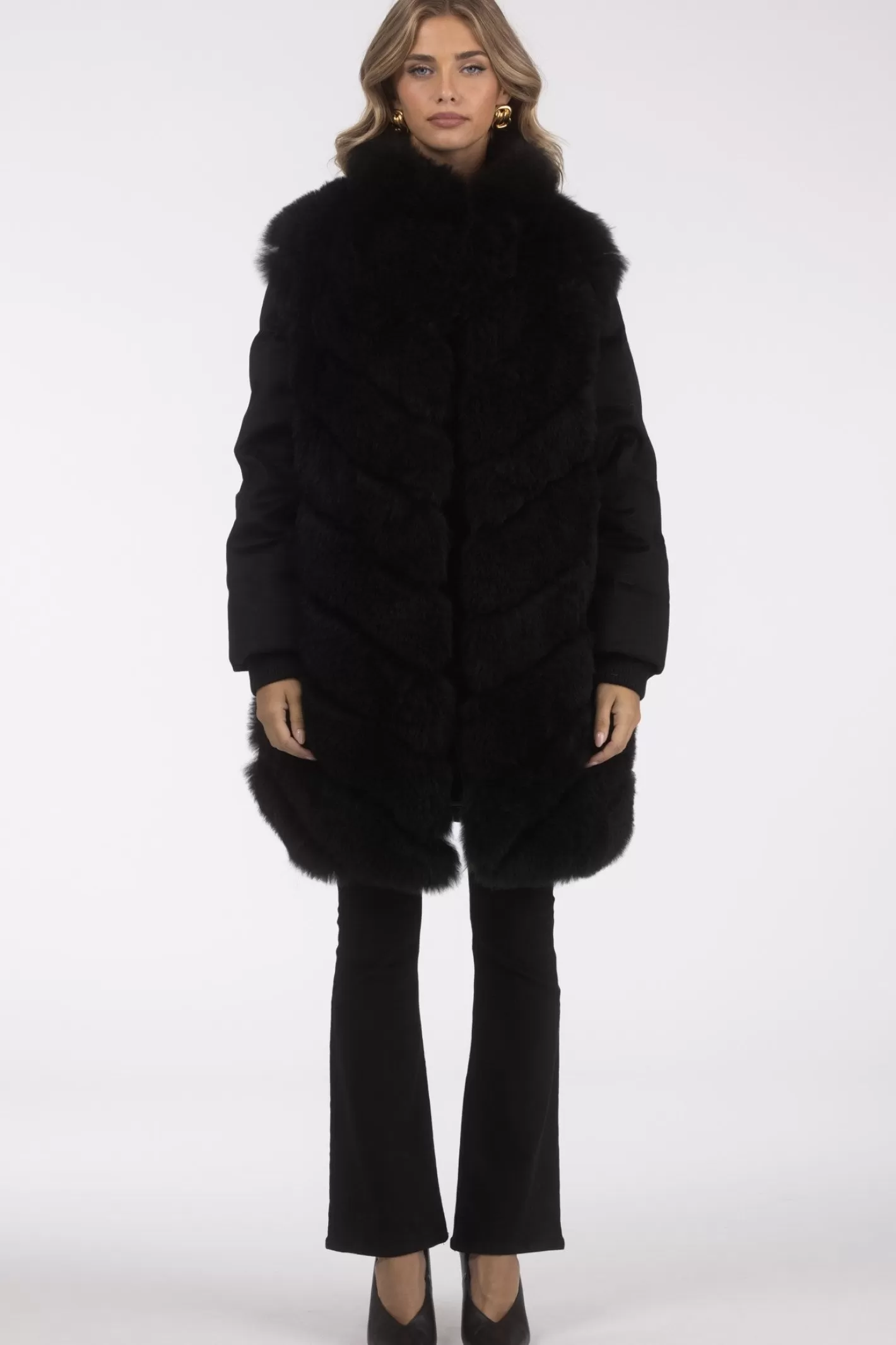 Women GORSKI Montreal Select Cashmere Goat Diagonal Stroller With Loro Piana Cashmere Sleeves And Back