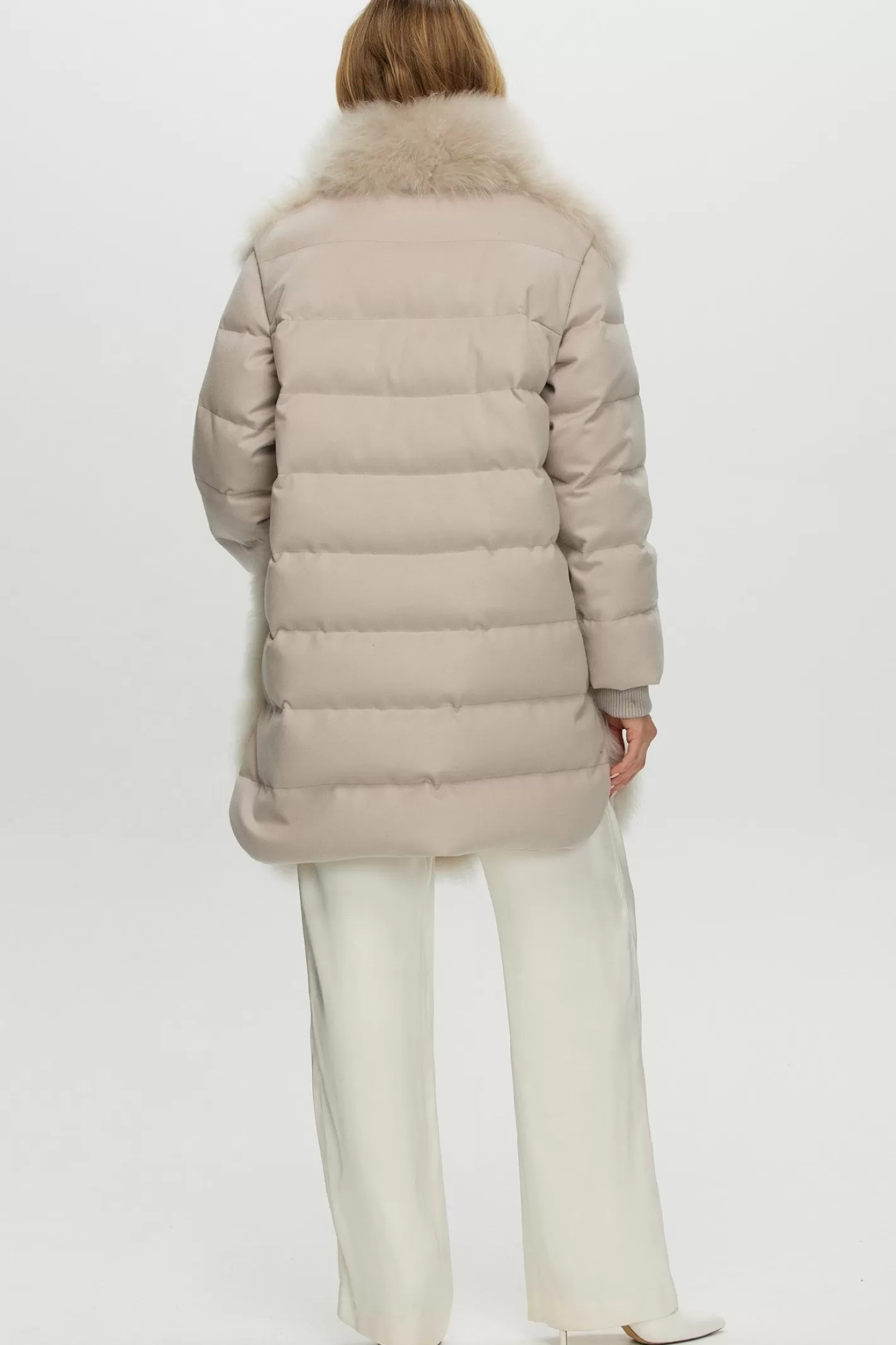 Women GORSKI Montreal Select Cashmere Goat Diagonal Stroller With Loro Piana Cashmere Sleeves And Back