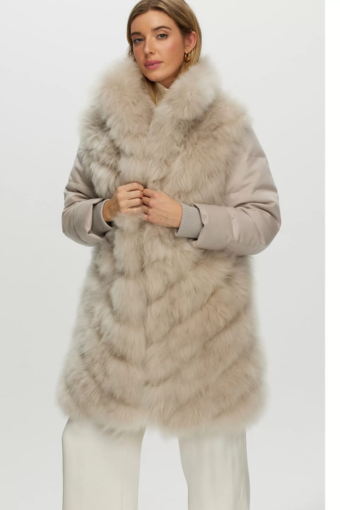 Women GORSKI Montreal Select Cashmere Goat Diagonal Stroller With Loro Piana Cashmere Sleeves And Back