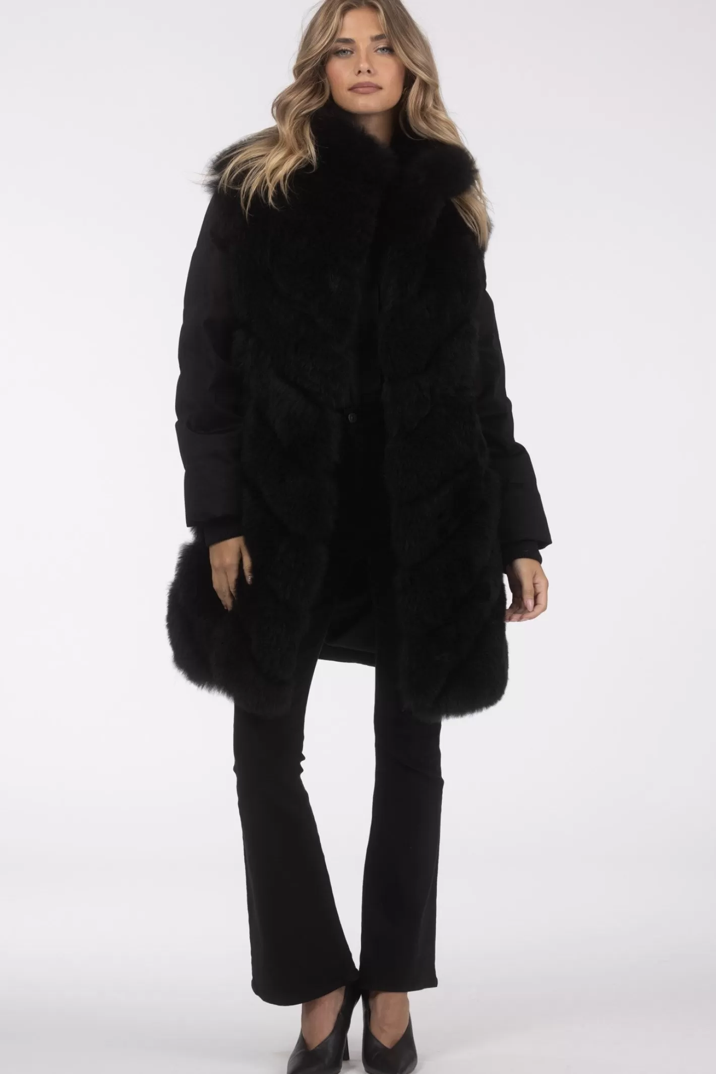 Women GORSKI Montreal Select Cashmere Goat Diagonal Stroller With Loro Piana Cashmere Sleeves And Back