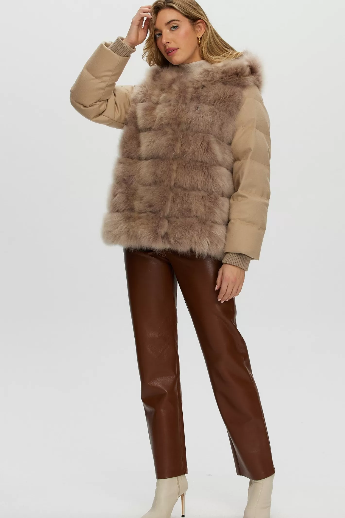 Women GORSKI Montreal Select Cashmere Goat Quilted Down Parka With Loro Piana Cashmere Sleeves And Back