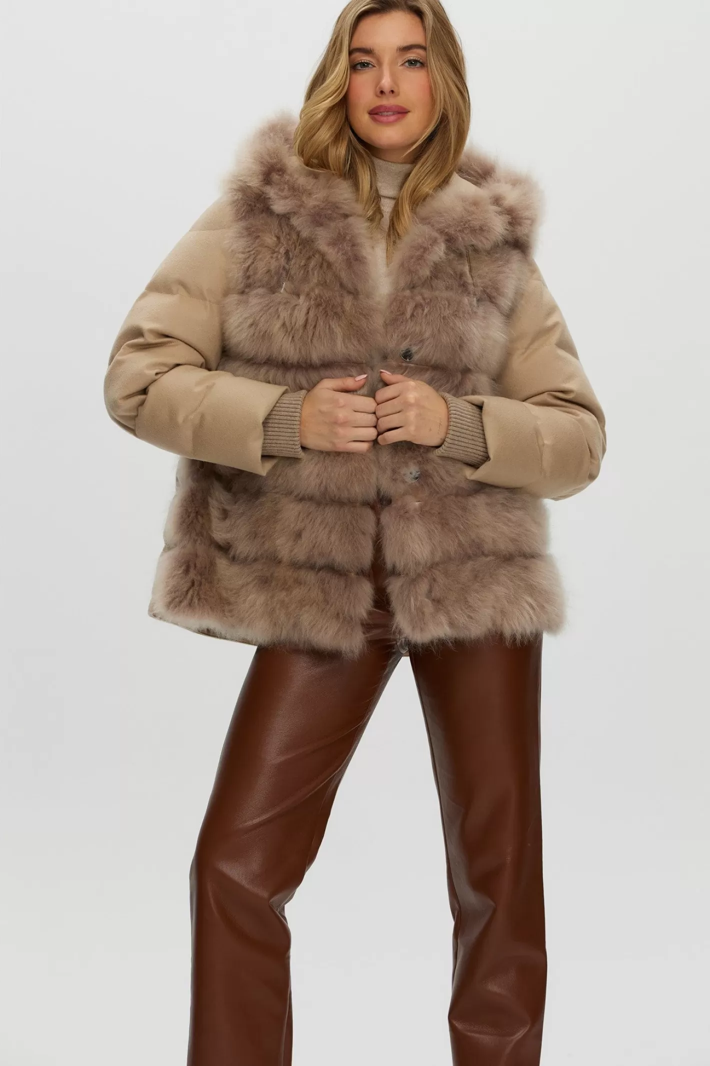 Women GORSKI Montreal Select Cashmere Goat Quilted Down Parka With Loro Piana Cashmere Sleeves And Back