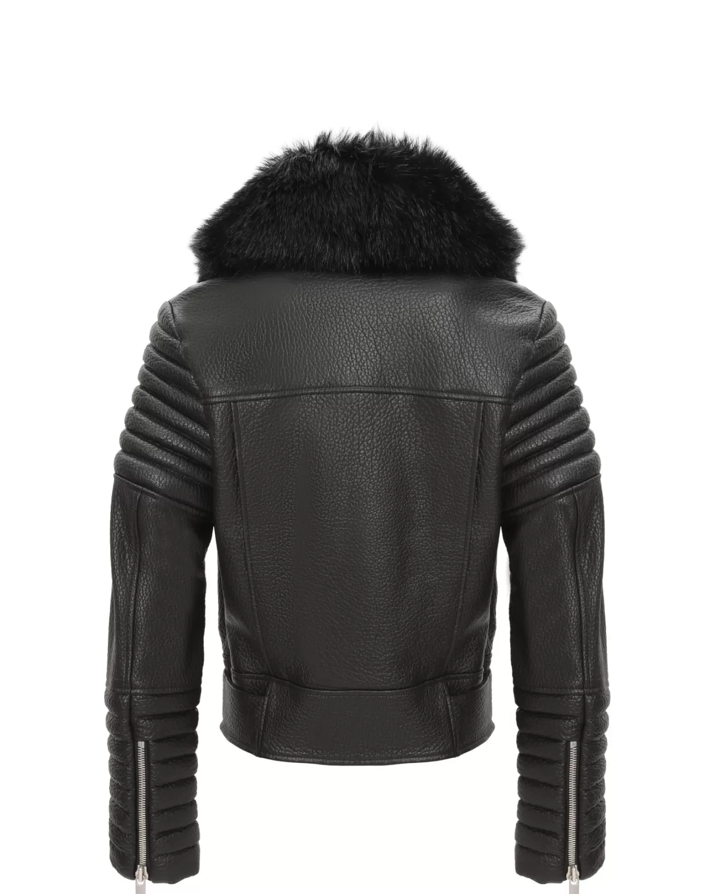 Women GORSKI Montreal Select Lambskin Moto Zip Jacket With Detachable Toscana Shearling Lamb Collar