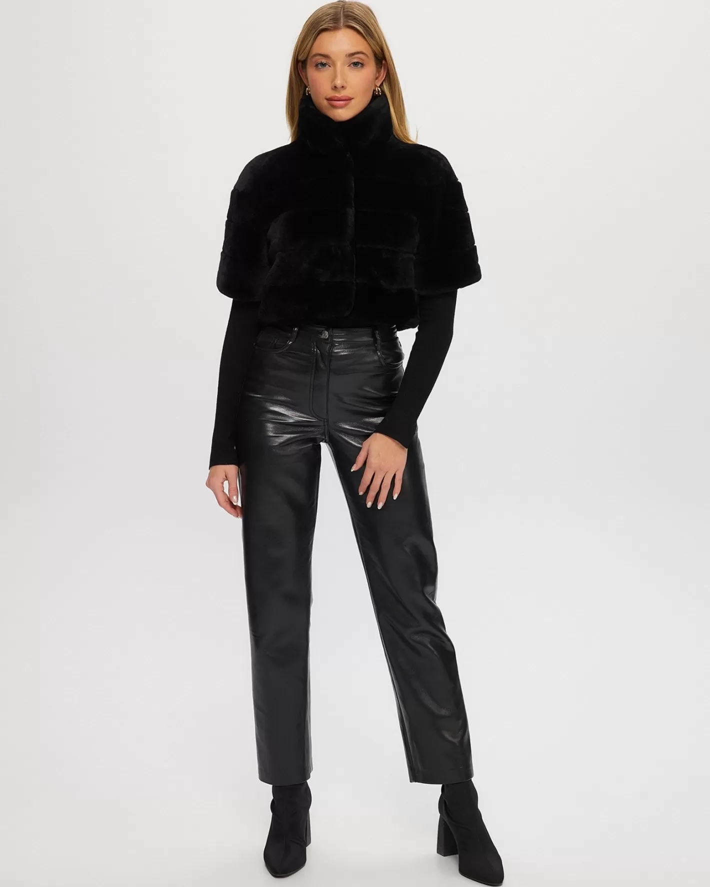 Women GORSKI Montreal Select Shearling Lamb Bolero With Cropped Sleeves