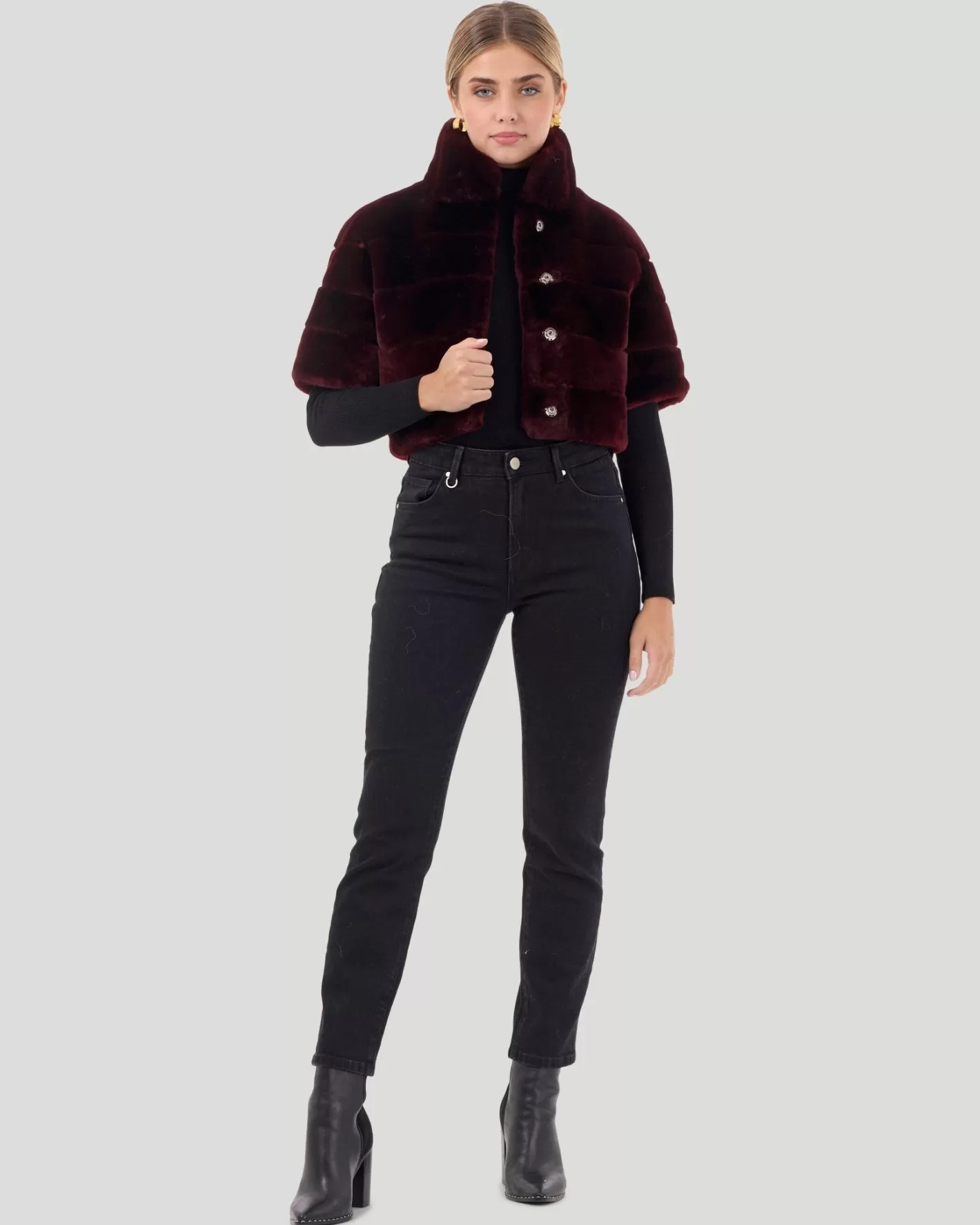 Women GORSKI Montreal Select Shearling Lamb Bolero With Cropped Sleeves