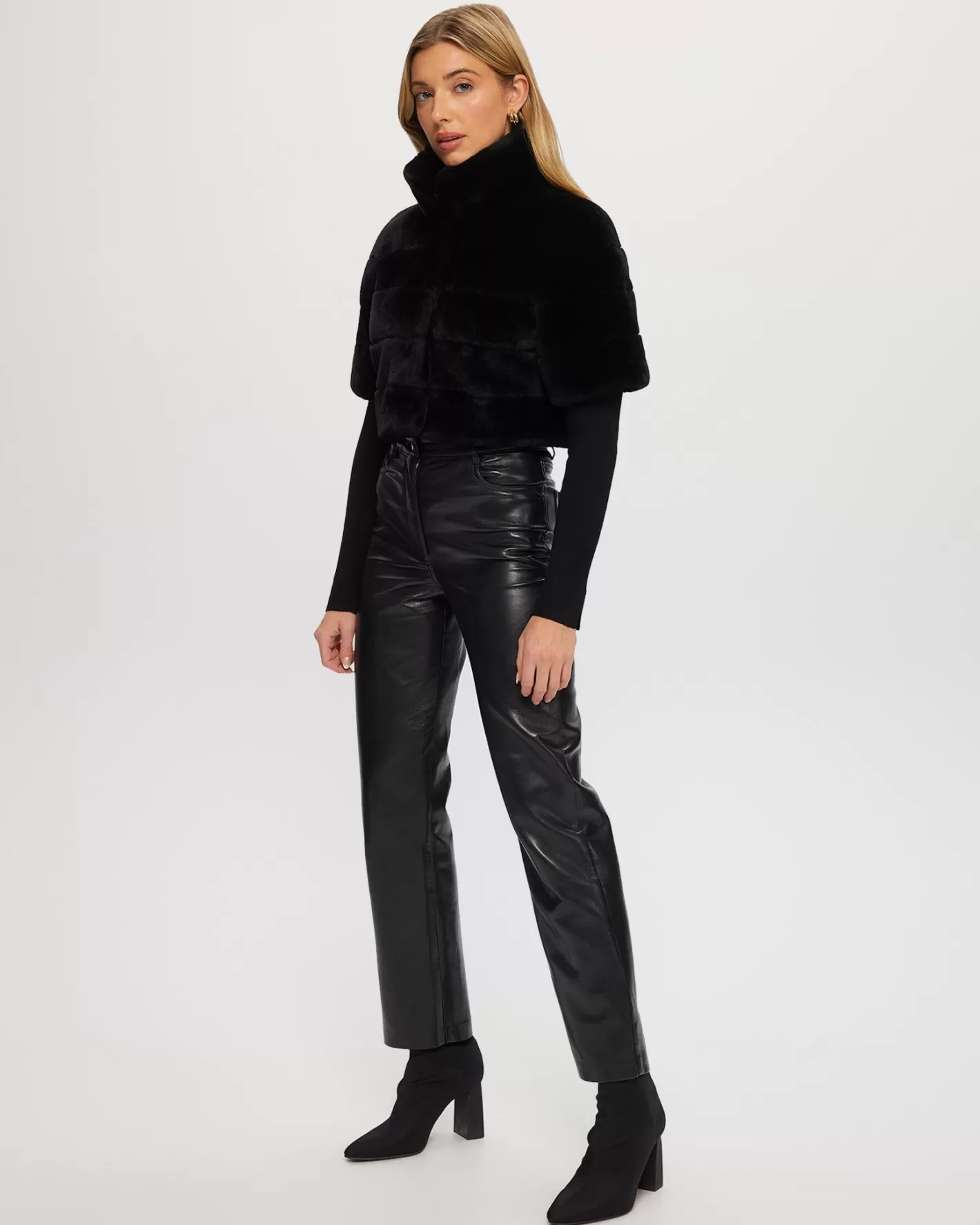 Women GORSKI Montreal Select Shearling Lamb Bolero With Cropped Sleeves