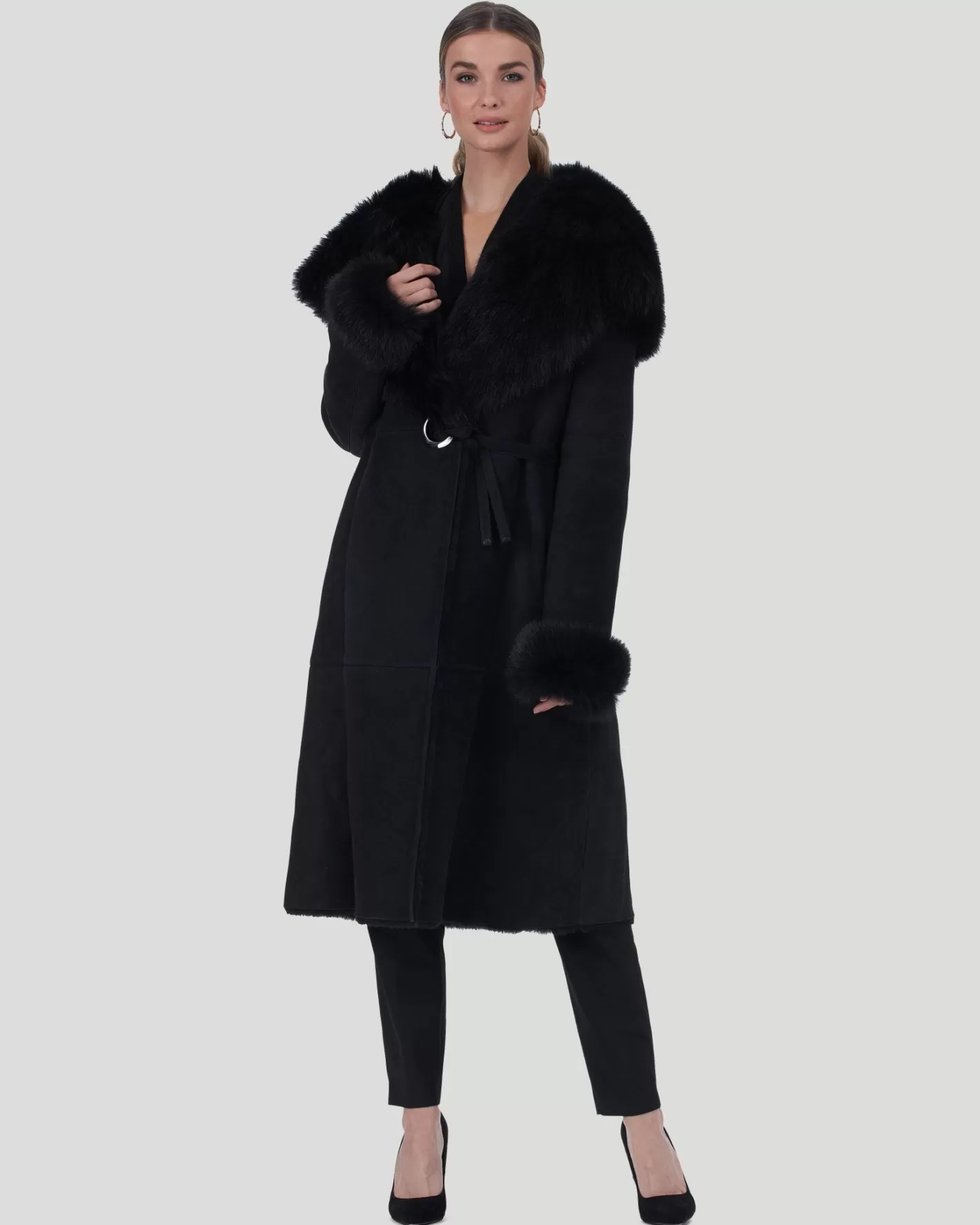 Women GORSKI Montreal Select Shearling Lamb Hooded Short Coat With Toscana Shearling LambTrim