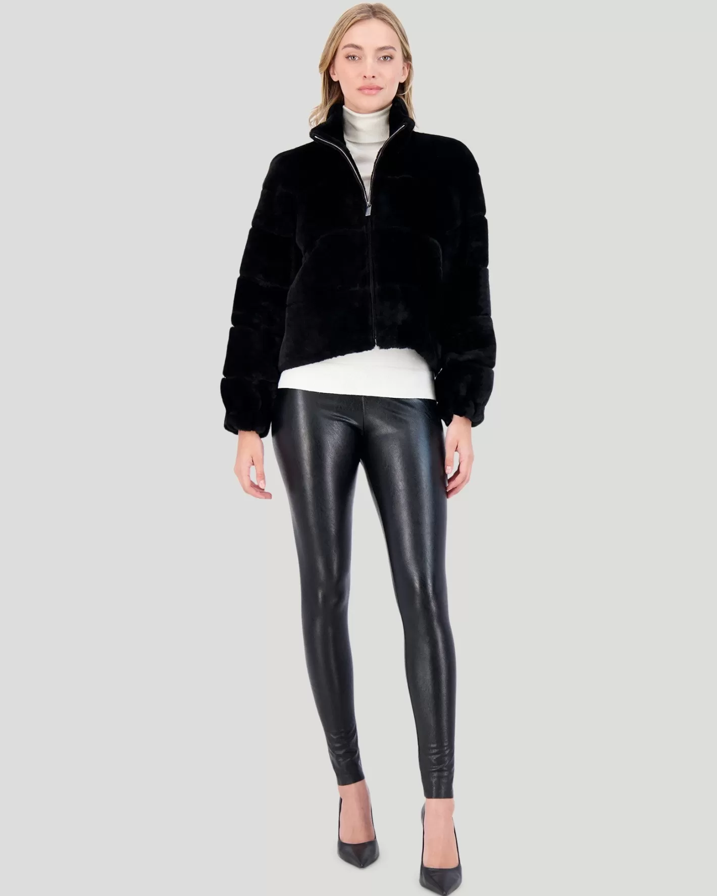 Women GORSKI Montreal Select Shearling Lamb Horizontal Zip Jacket