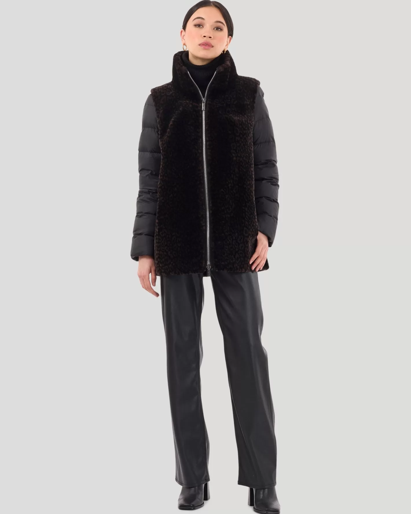 Women GORSKI Montreal Select Shearling Lamb Jacket With Detachable Quilted Sleeves