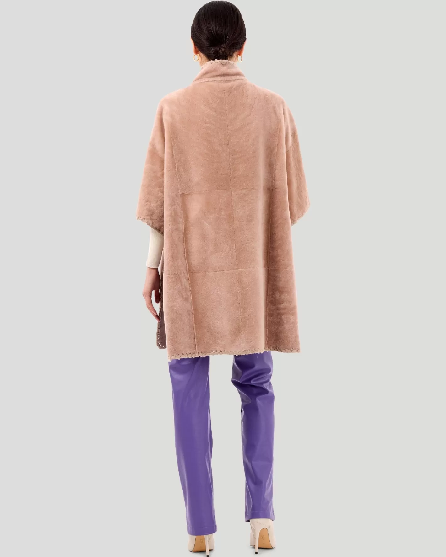 Women GORSKI Montreal Select Shearling Lamb Poncho With Cashmere Embroidery