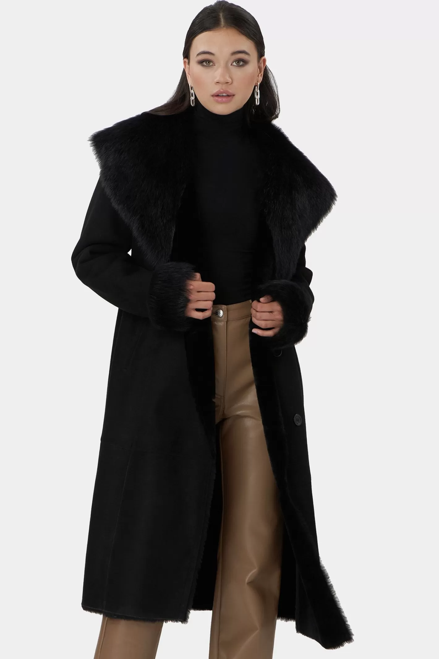 Women GORSKI Montreal Select Shearling Lamb Short Coat With Toscana Collar And Cuff