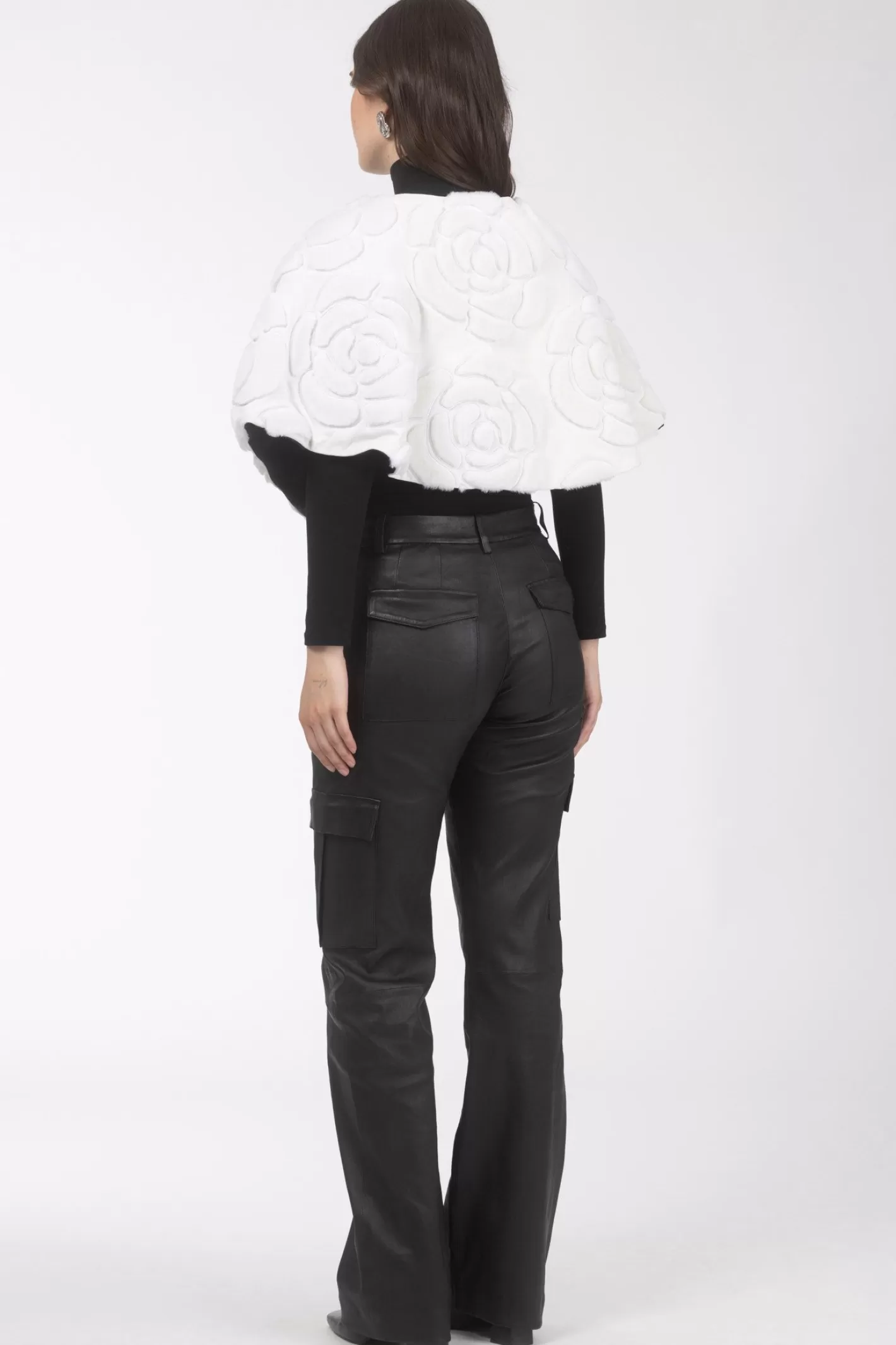 Women GORSKI Montreal Select Shearling Lamb/Suede Floral Embroidered Stole Reversible To Loro Piana Cashmere & Wool