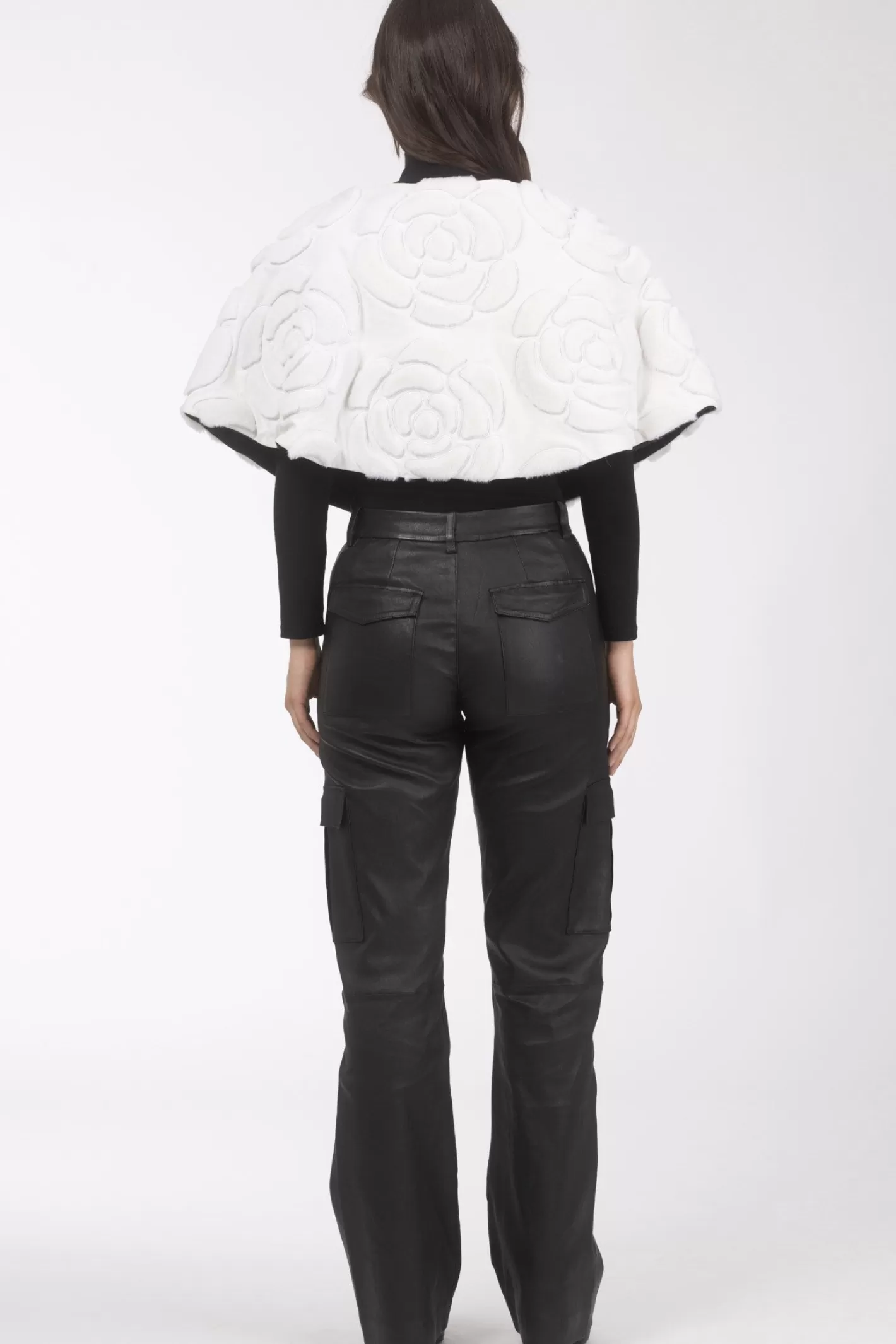 Women GORSKI Montreal Select Shearling Lamb/Suede Floral Embroidered Stole Reversible To Loro Piana Cashmere & Wool
