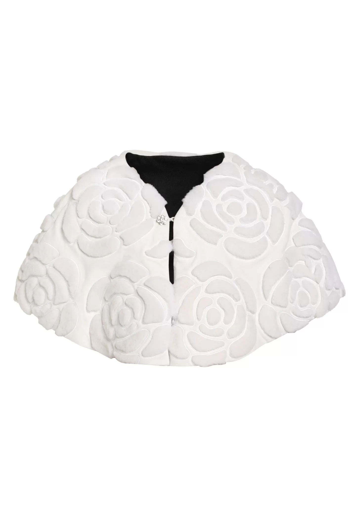 Women GORSKI Montreal Select Shearling Lamb/Suede Floral Embroidered Stole Reversible To Loro Piana Cashmere & Wool