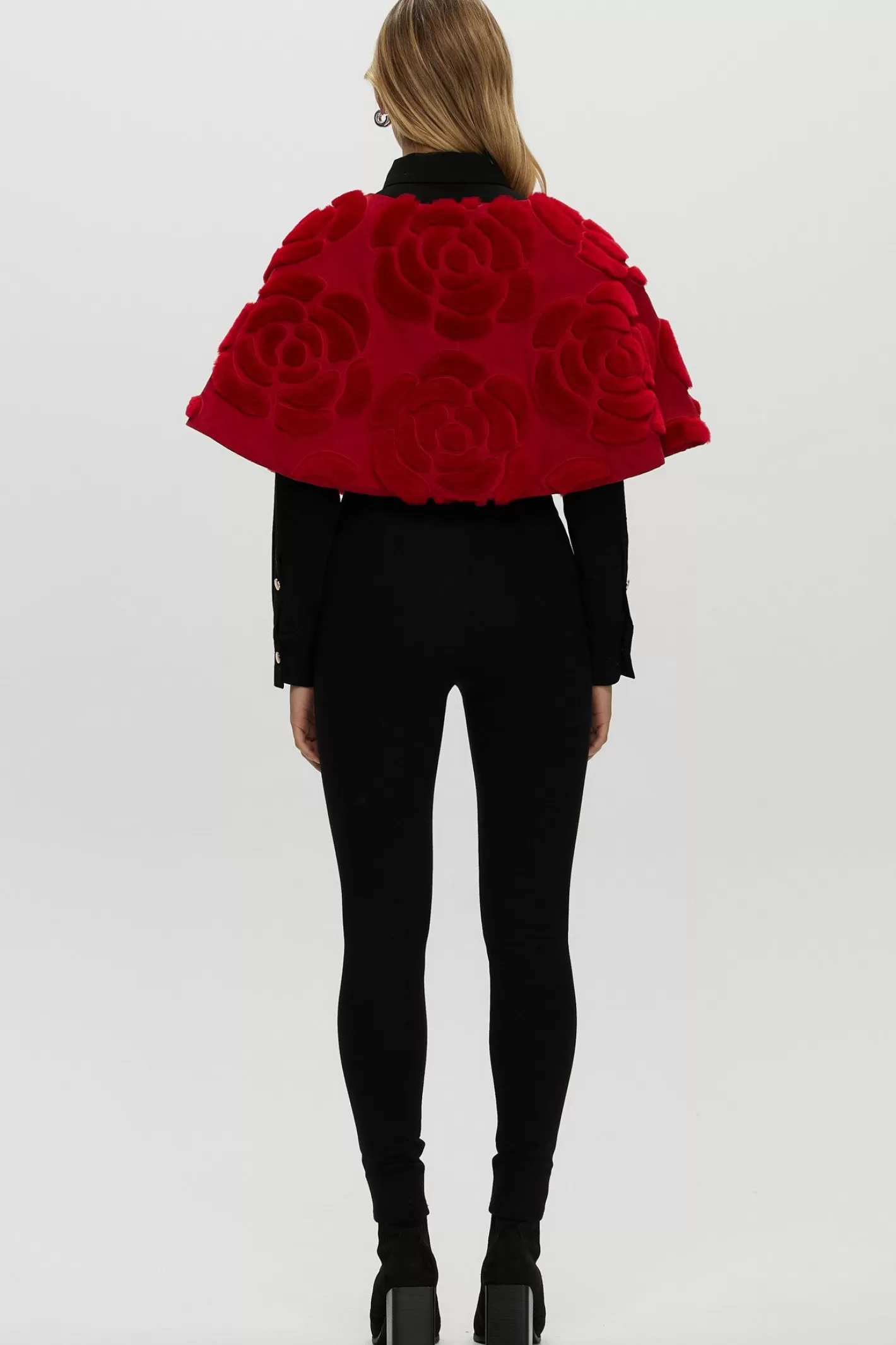 Women GORSKI Montreal Select Shearling Lamb/Suede Floral Embroidered Stole Reversible To Loro Piana Cashmere & Wool