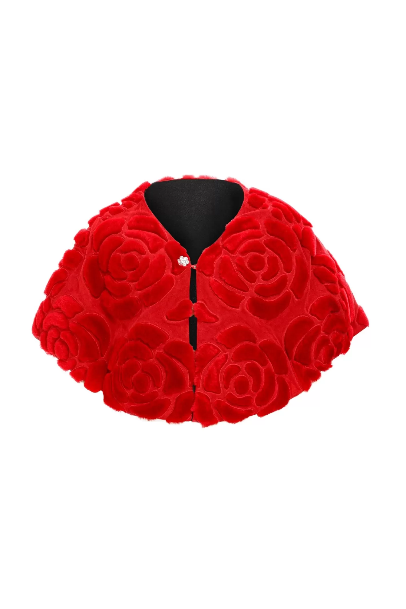 Women GORSKI Montreal Select Shearling Lamb/Suede Floral Embroidered Stole Reversible To Loro Piana Cashmere & Wool