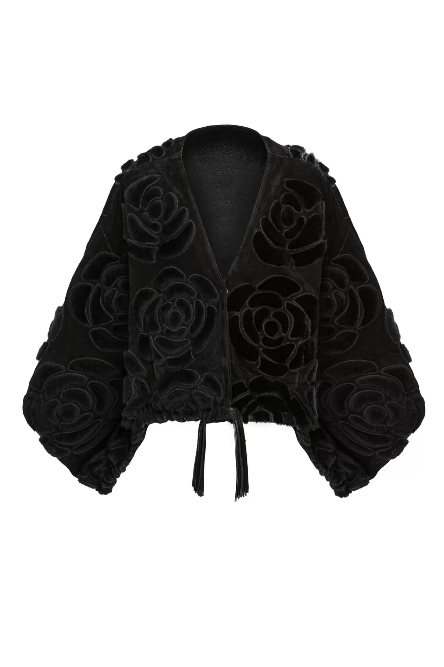 Women GORSKI Montreal Select Shearling/Suede Lamb Floral Embroidered Jacket Reversible To Loro Piana Cashmere & Wool