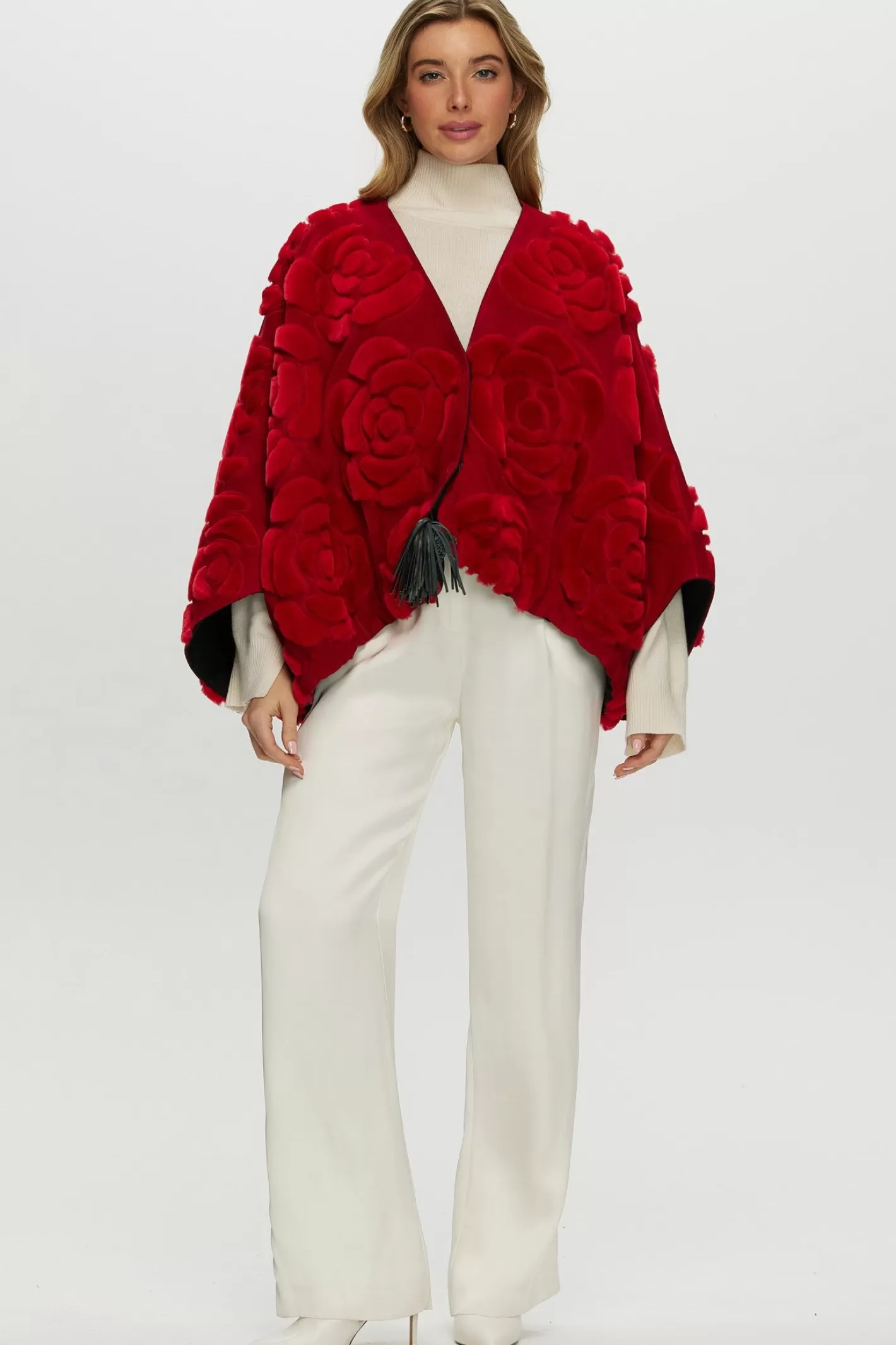 Women GORSKI Montreal Select Shearling/Suede Lamb Floral Embroidered Jacket Reversible To Loro Piana Cashmere & Wool