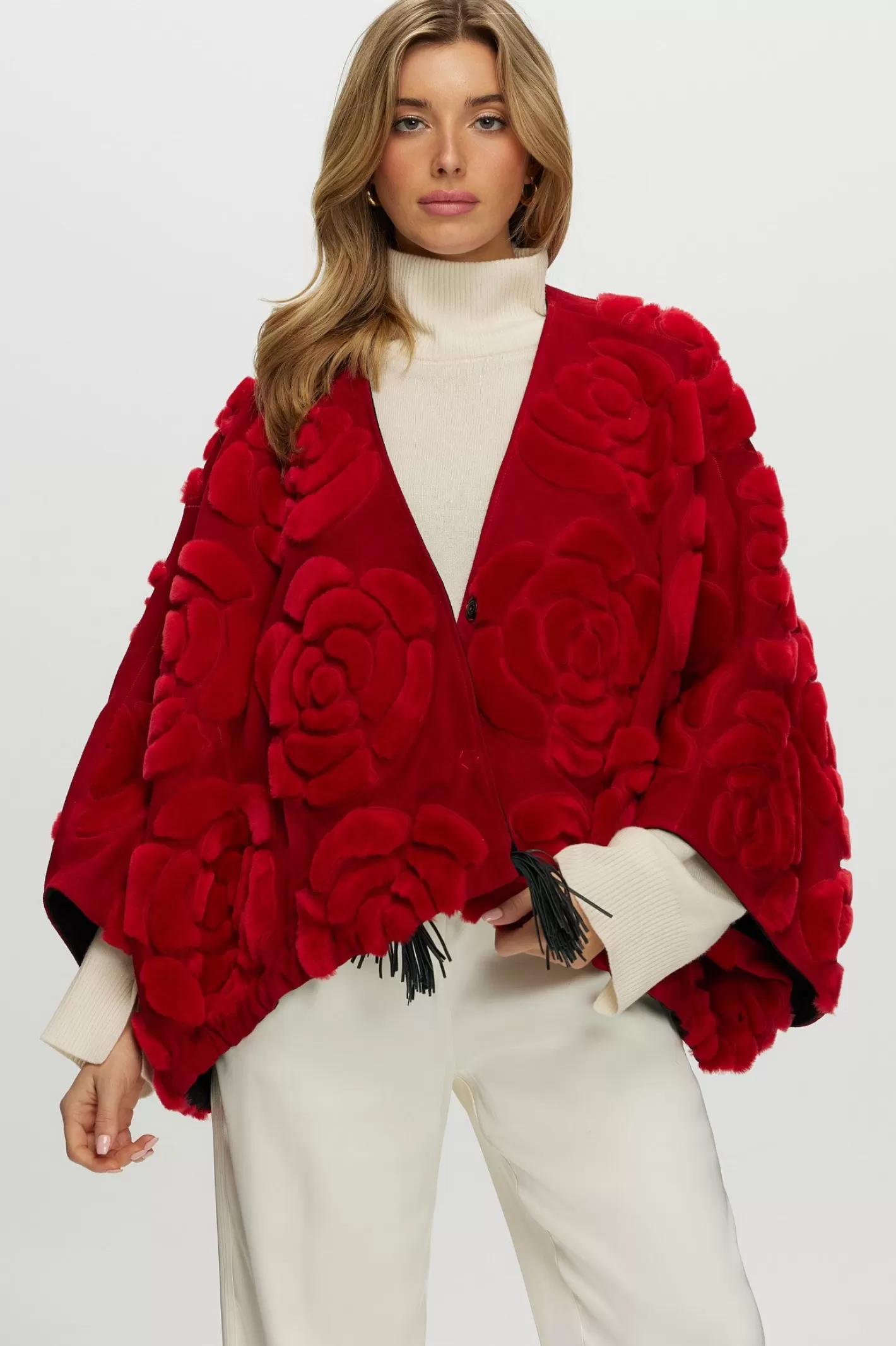 Women GORSKI Montreal Select Shearling/Suede Lamb Floral Embroidered Jacket Reversible To Loro Piana Cashmere & Wool