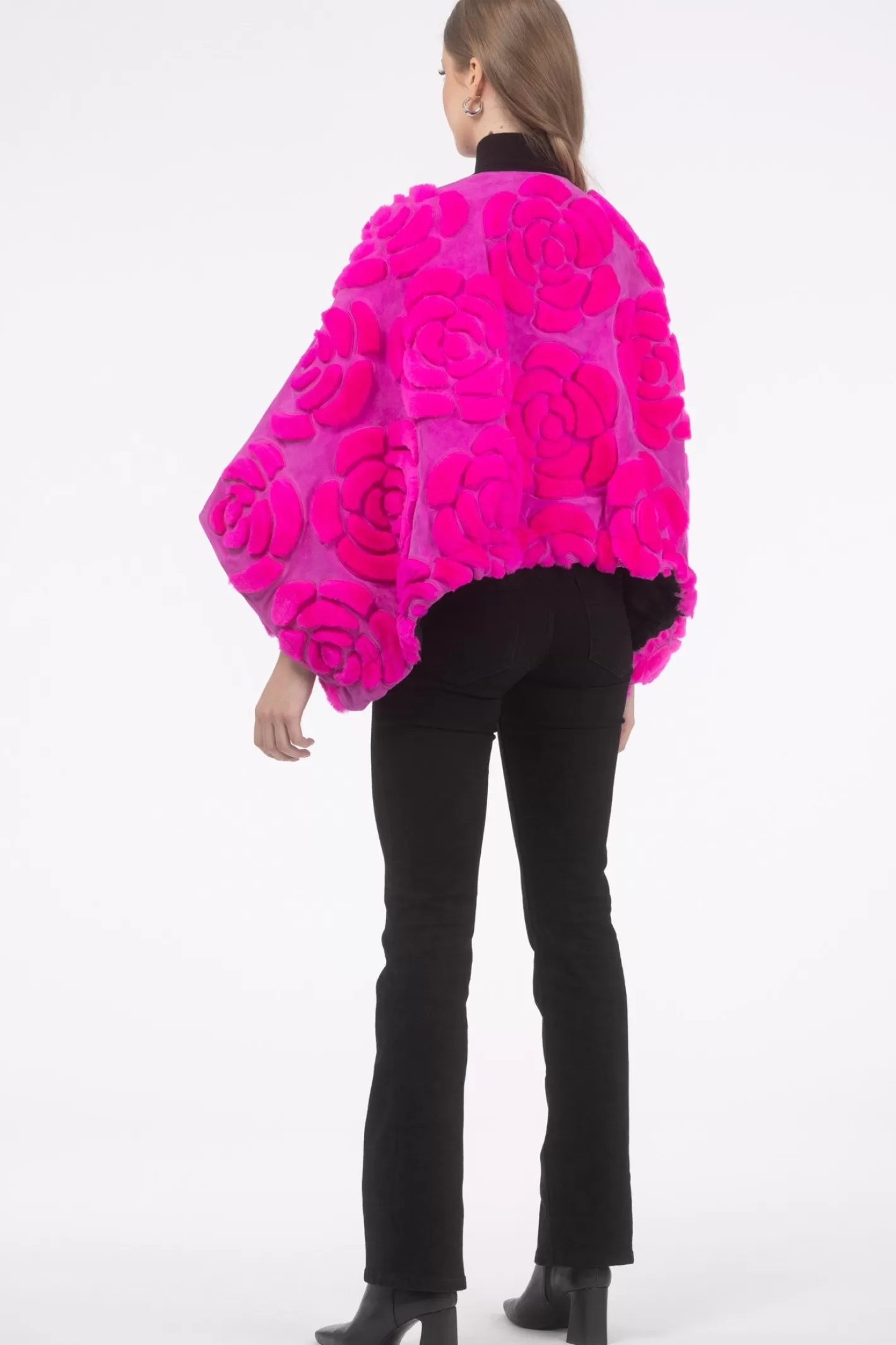Women GORSKI Montreal Select Shearling/Suede Lamb Floral Embroidered Jacket Reversible To Loro Piana Cashmere & Wool