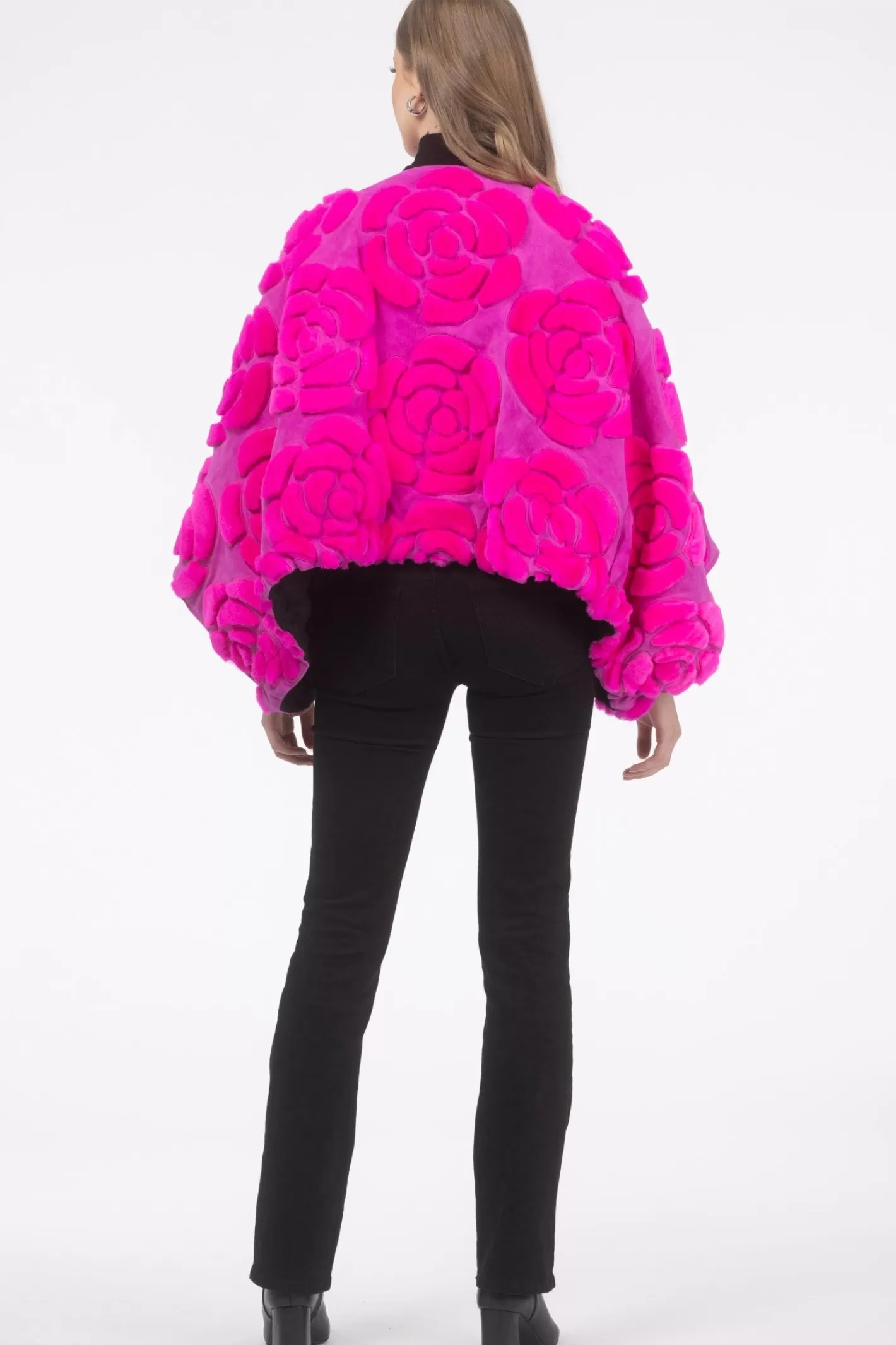 Women GORSKI Montreal Select Shearling/Suede Lamb Floral Embroidered Jacket Reversible To Loro Piana Cashmere & Wool