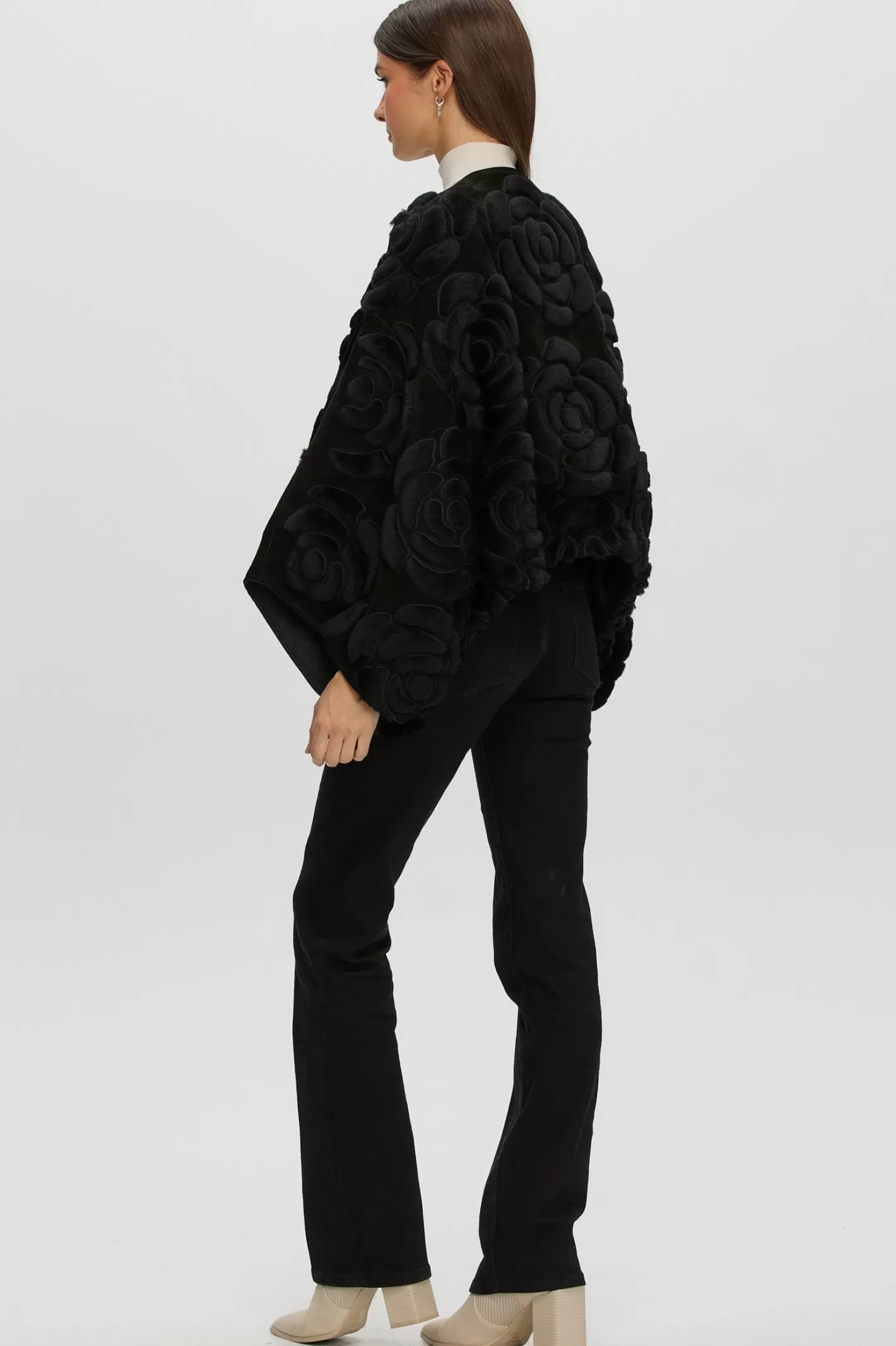Women GORSKI Montreal Select Shearling/Suede Lamb Floral Embroidered Jacket Reversible To Loro Piana Cashmere & Wool